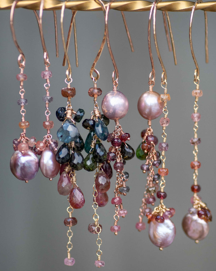 gold earrings for women with gemstones and pearls