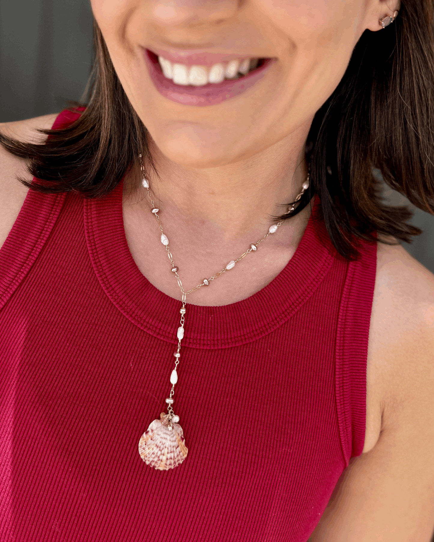 Shell Pearl Y Necklace
