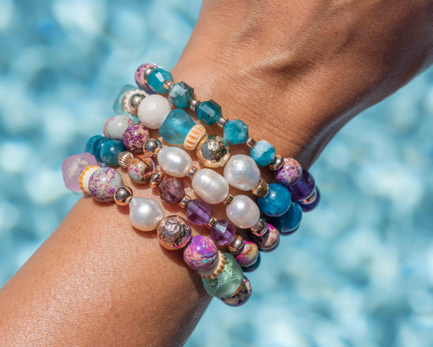 Galaxy Imperial Jasper & Purple Glass Pearl Bracelet