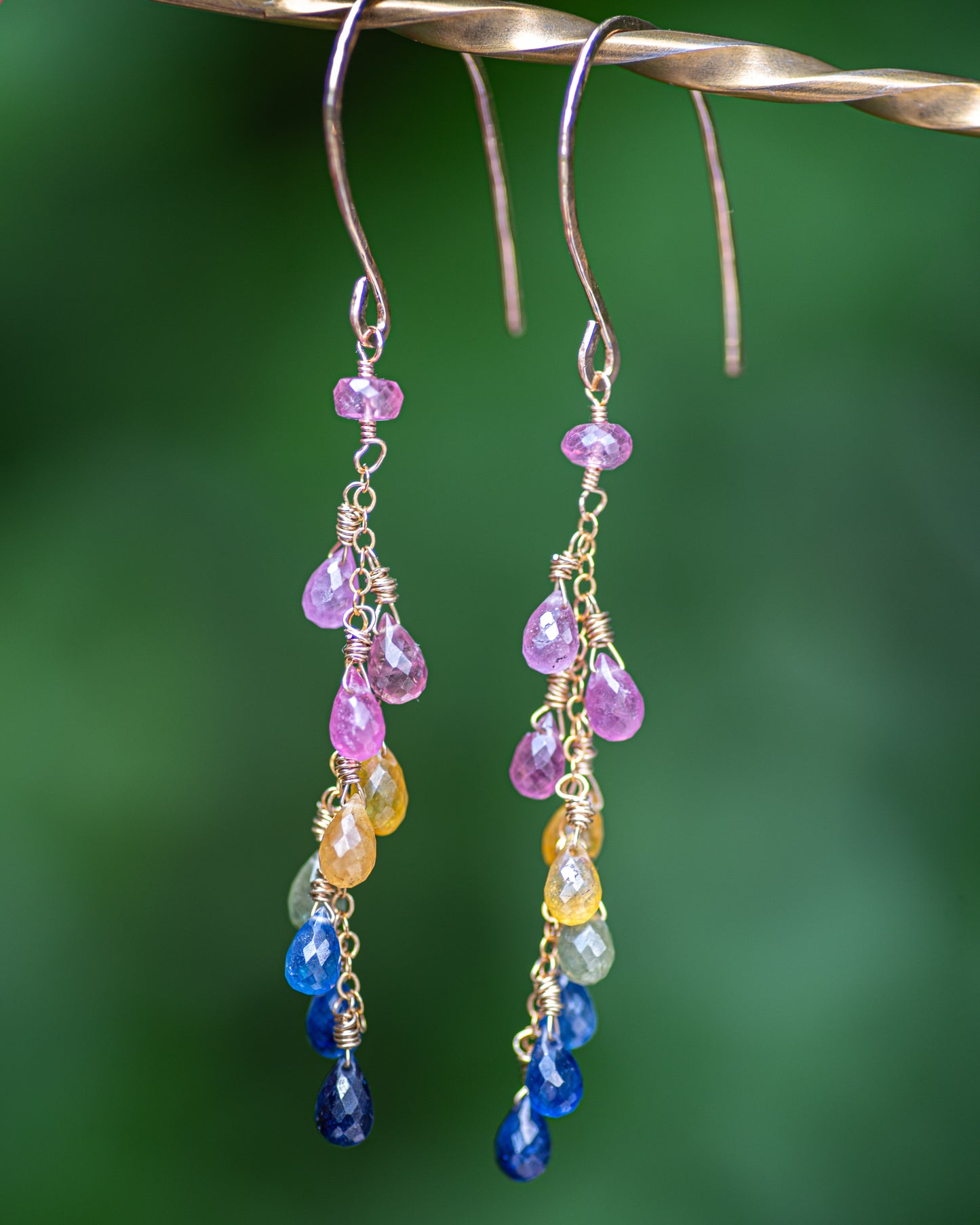 Rainbow Sapphire Dangle Earrings