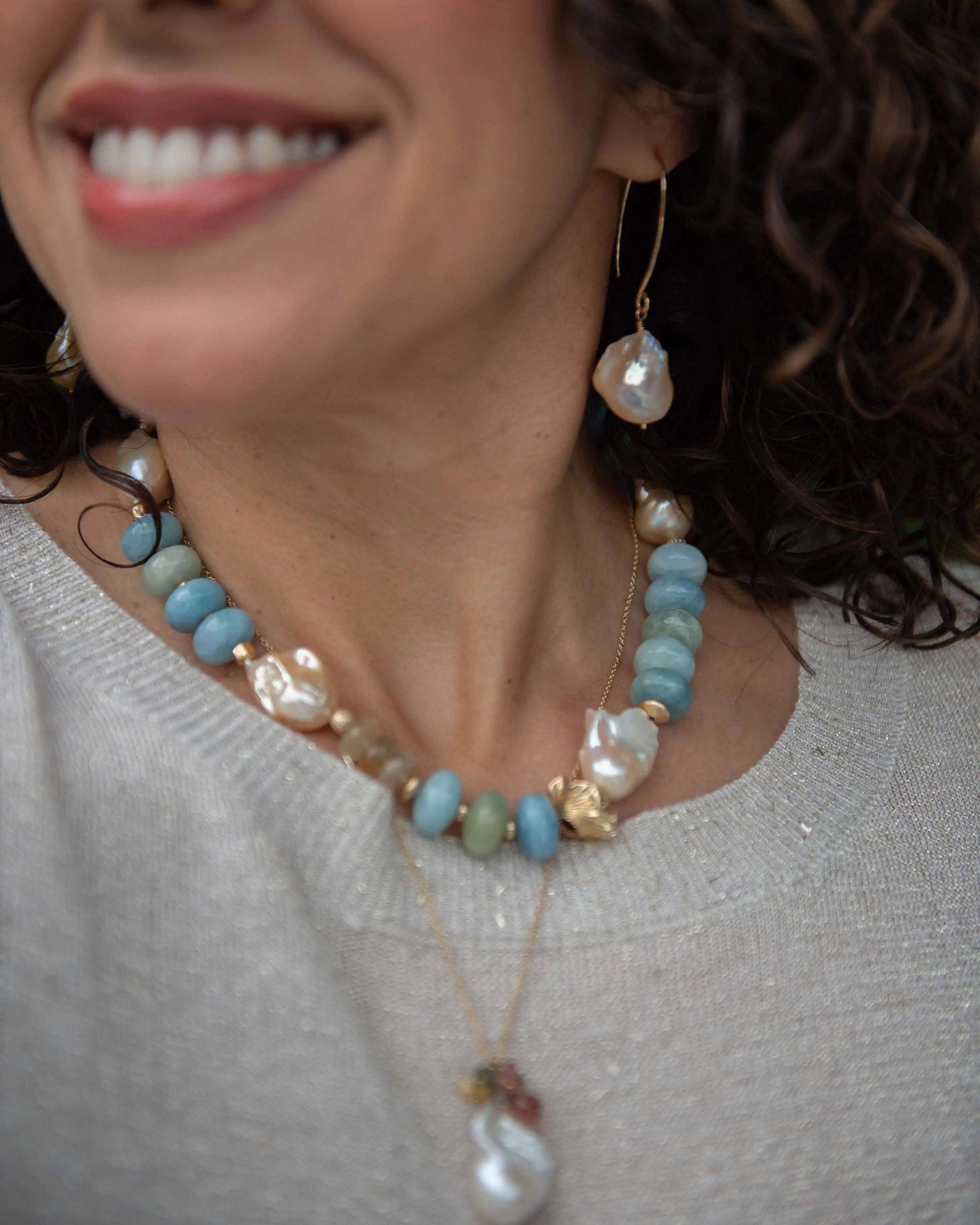 Baroque Pearl Peach Earrings Vida Jewelry Designs