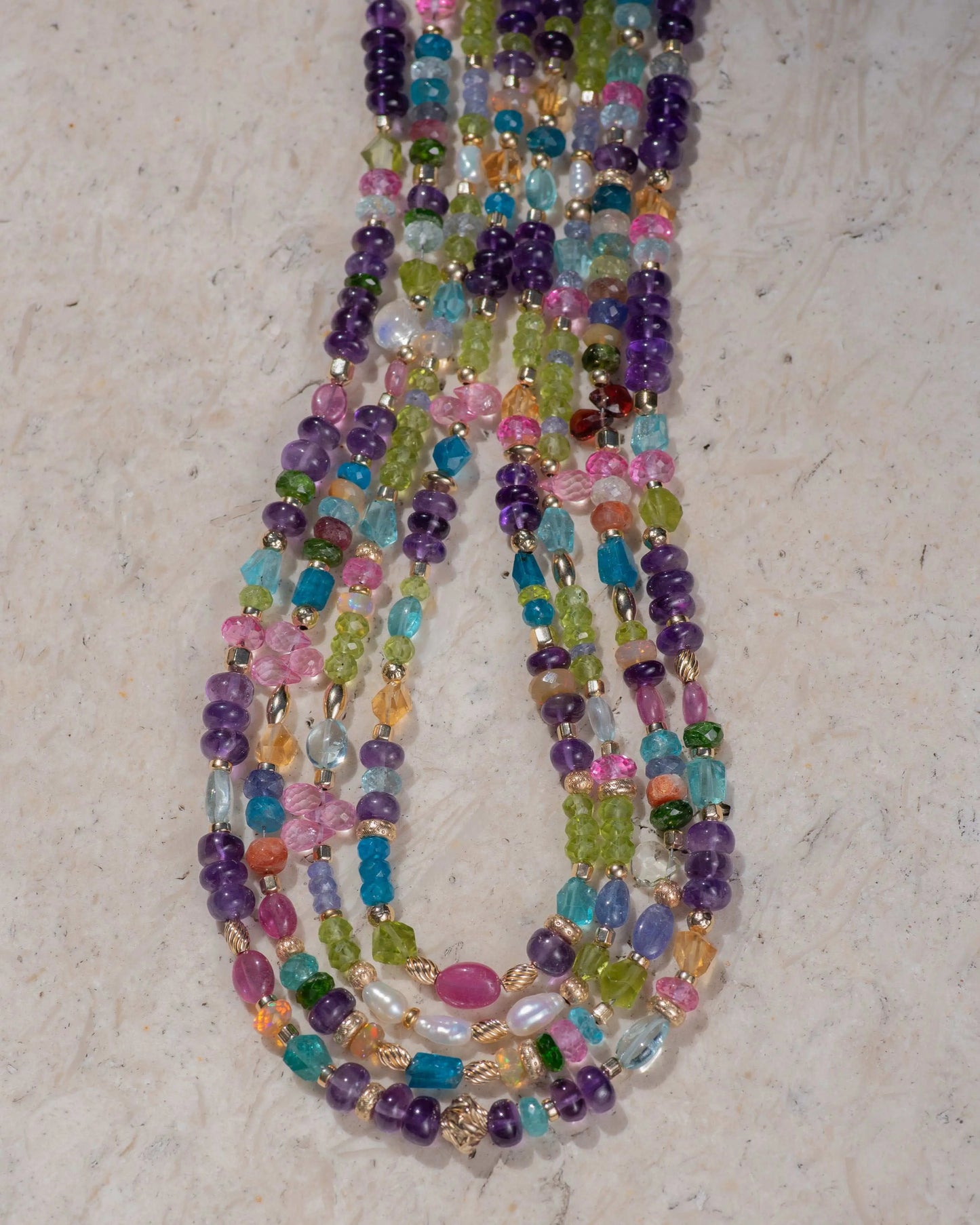 Amethyst & Ruby Multi Gemstone Necklace