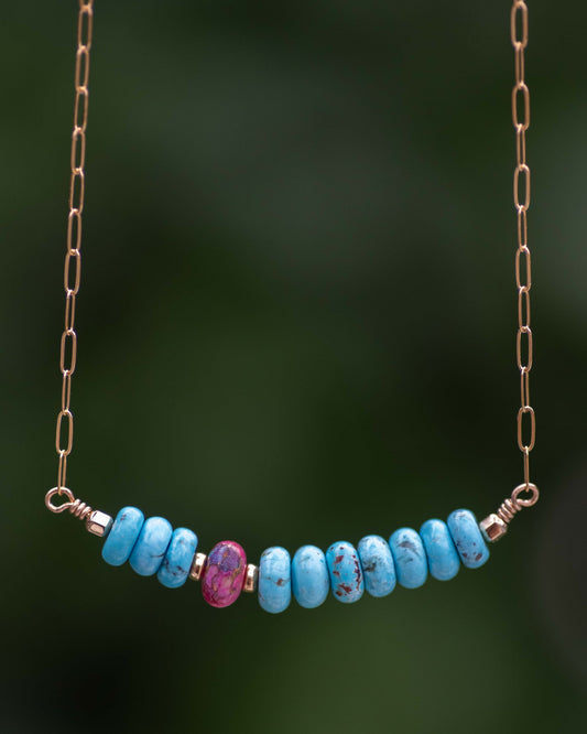 Genuine Turquoise Beaded Bar Necklace