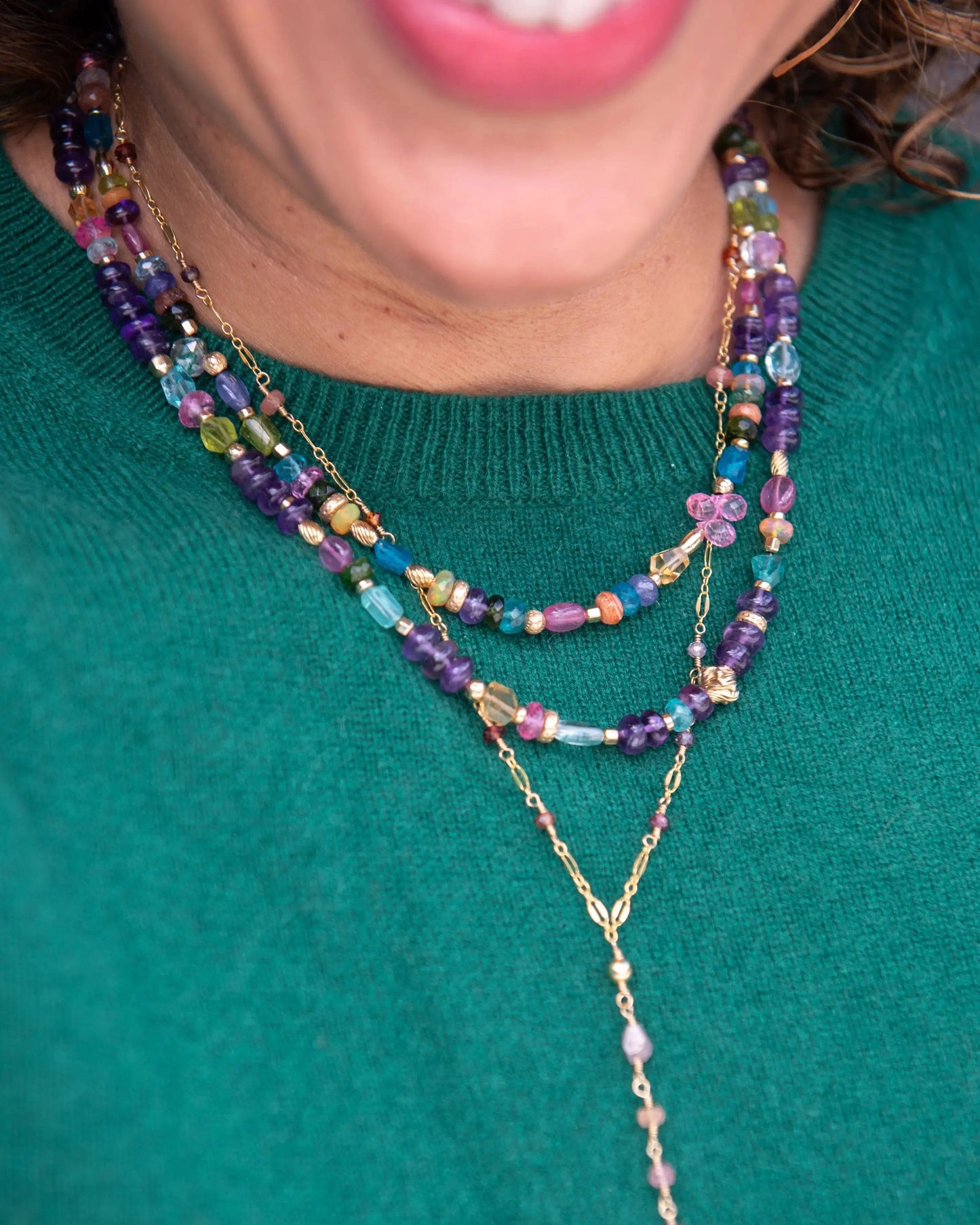 Colorful Beaded Gemstone Gemfetti Necklace Vida Jewelry Designs