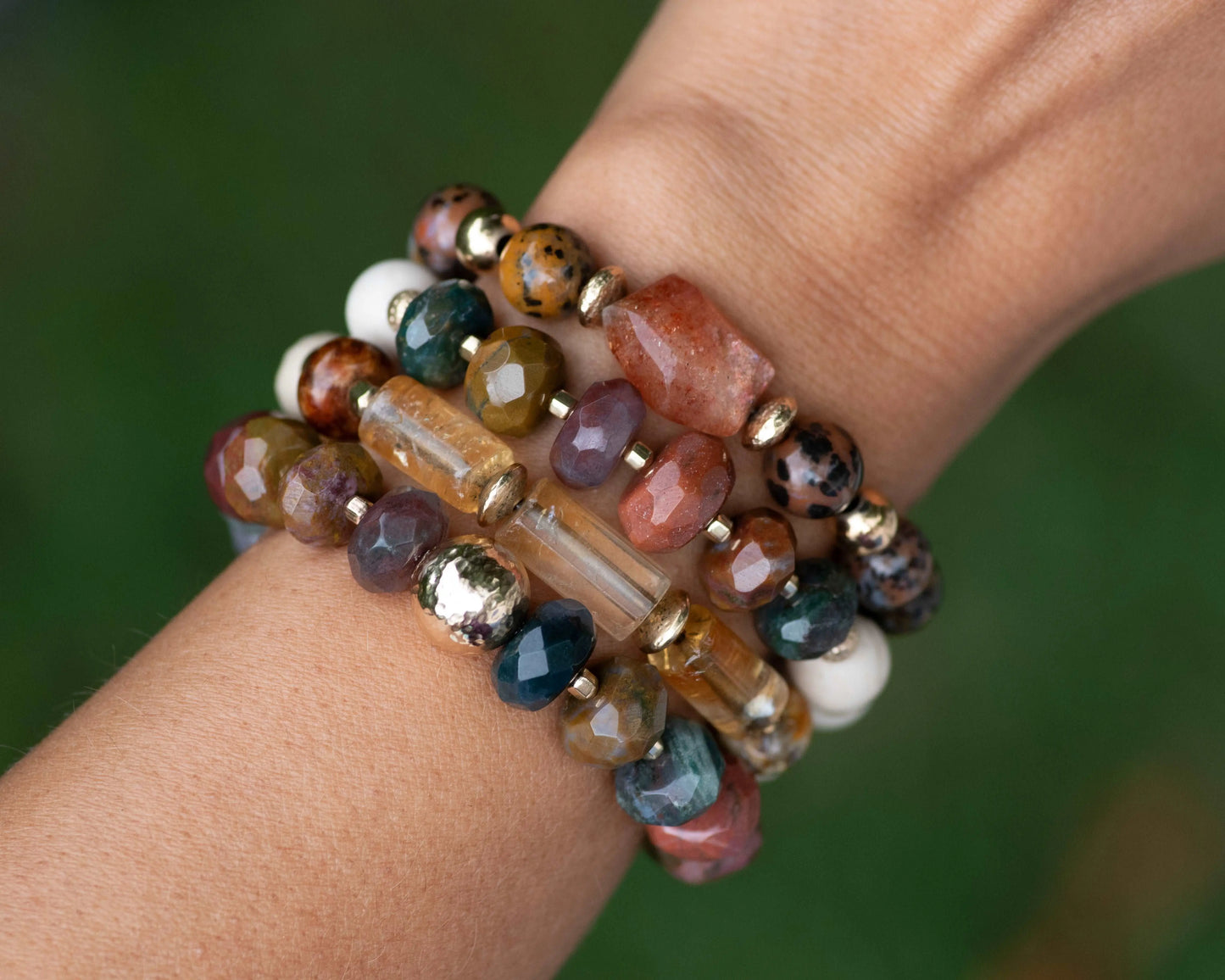 Indian Jasper Gold Filled Chunky Bracelet