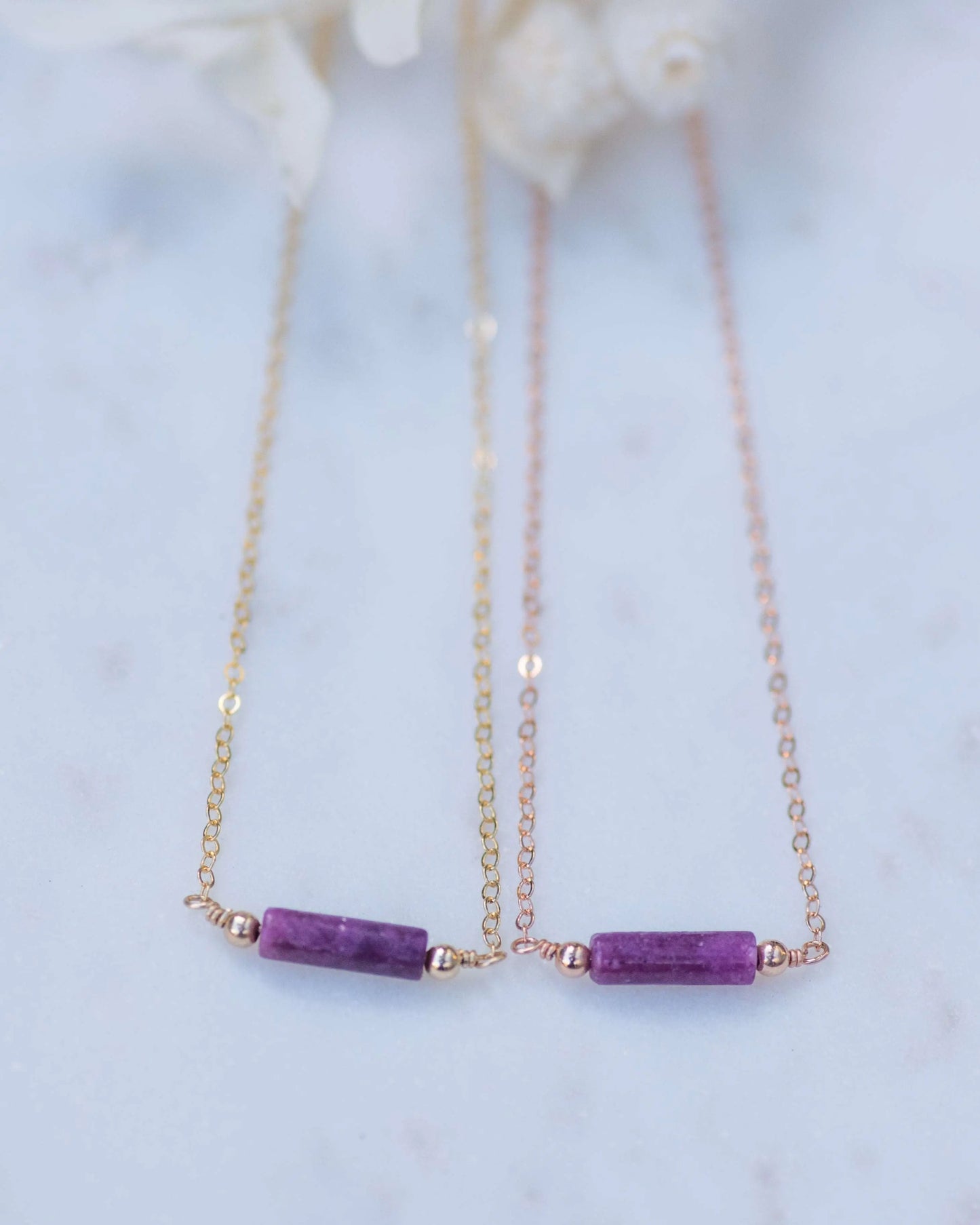 Lepidoloite Gemstone Bar Necklace