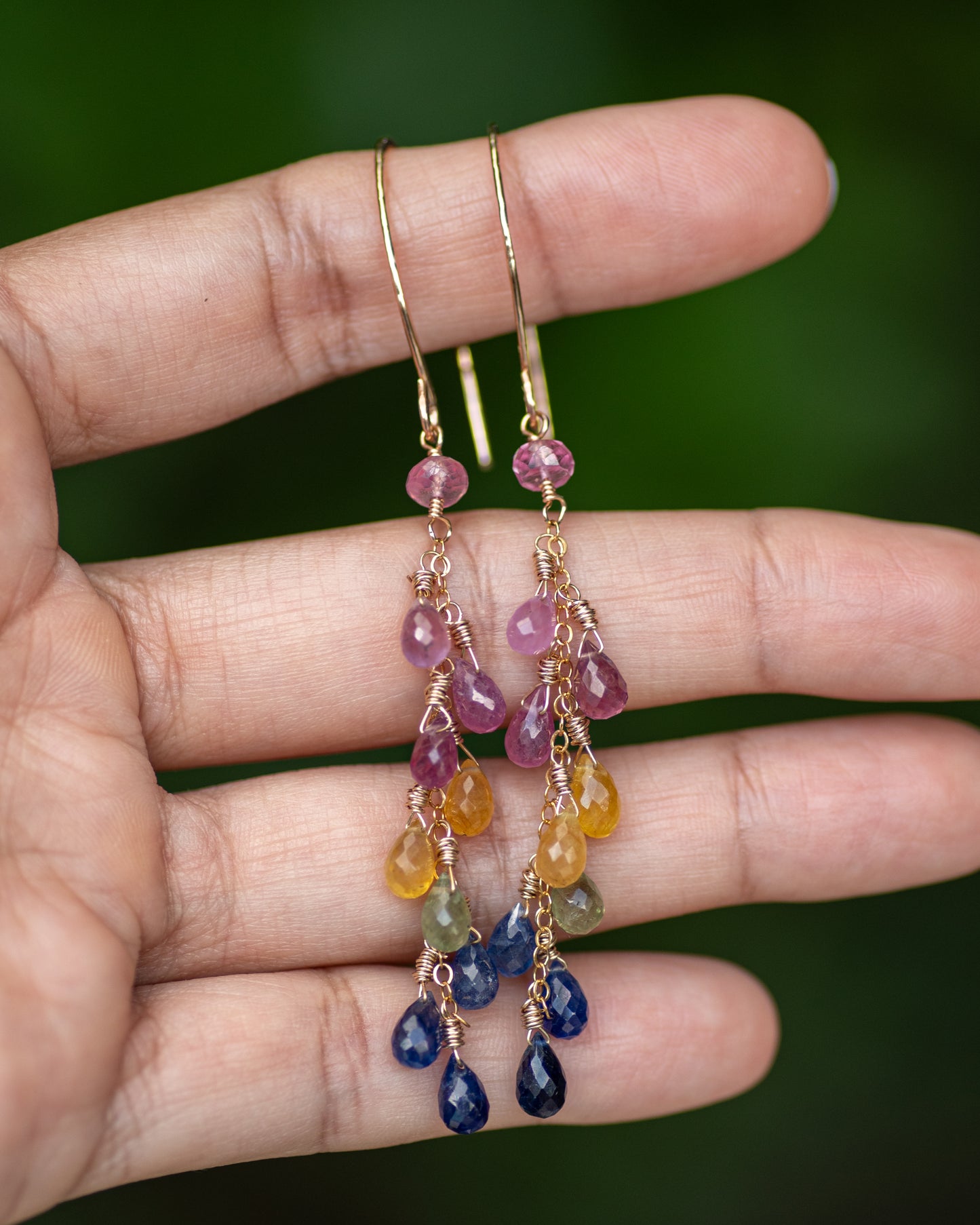 Rainbow Sapphire Dangle Earrings