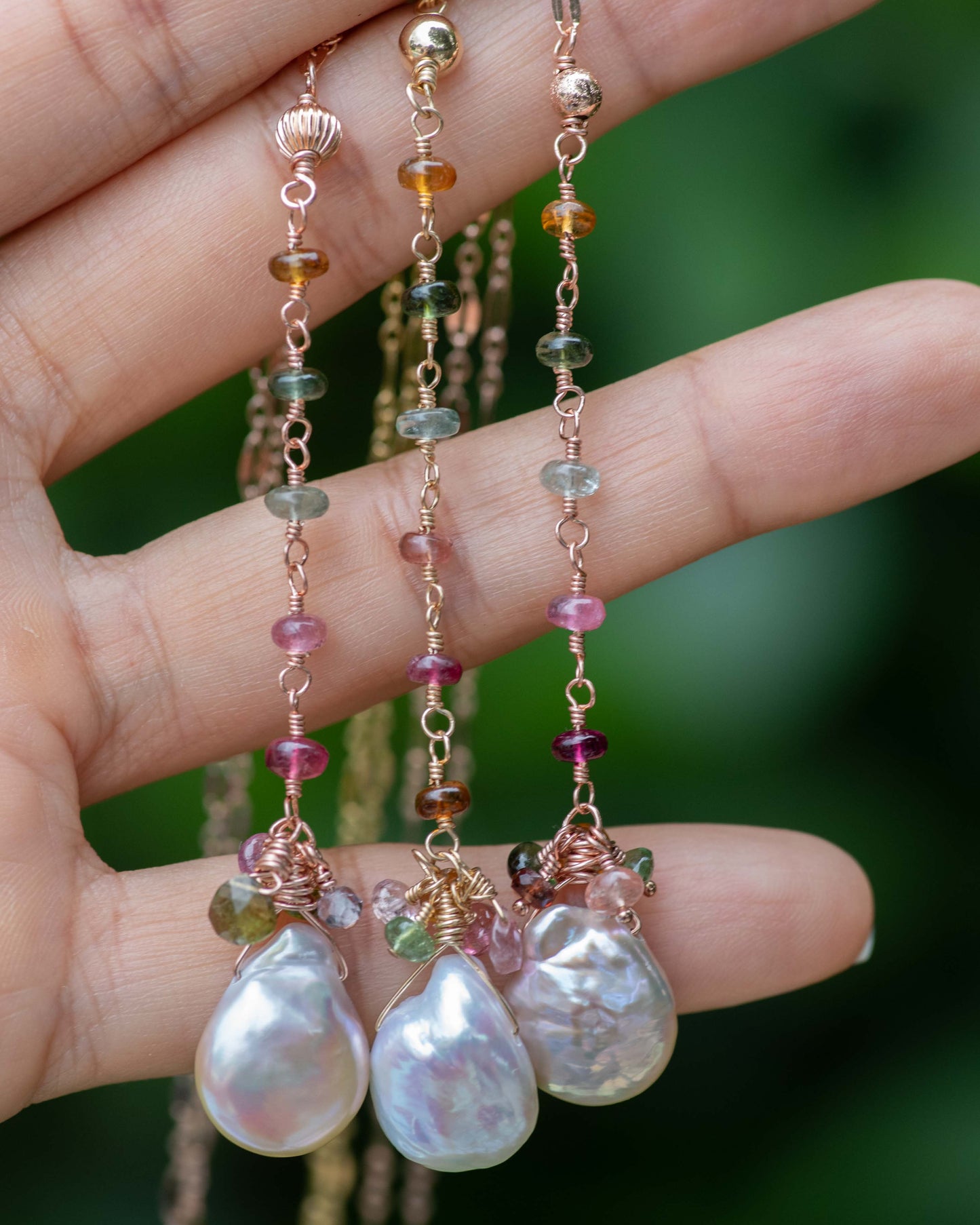 Tourmaline Y Necklace with Coin Pearl