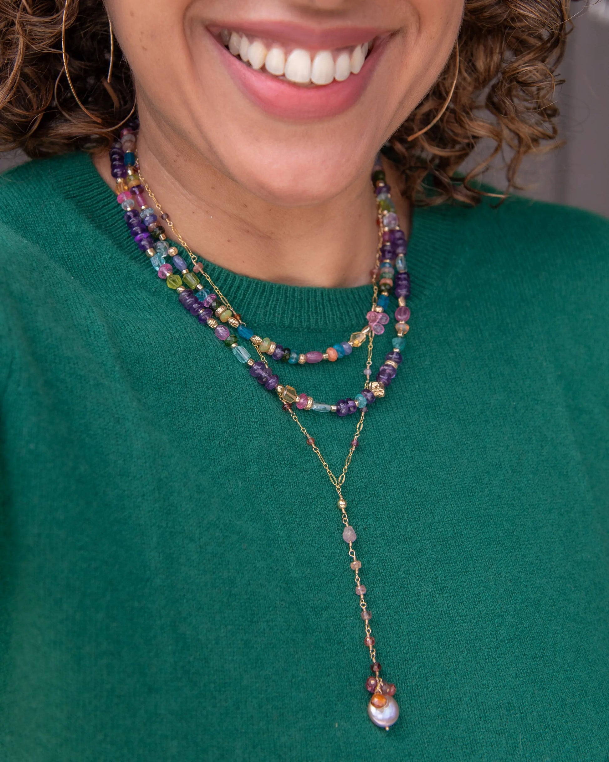 Spinel & Pearl Y Necklace Vida Jewelry Designs