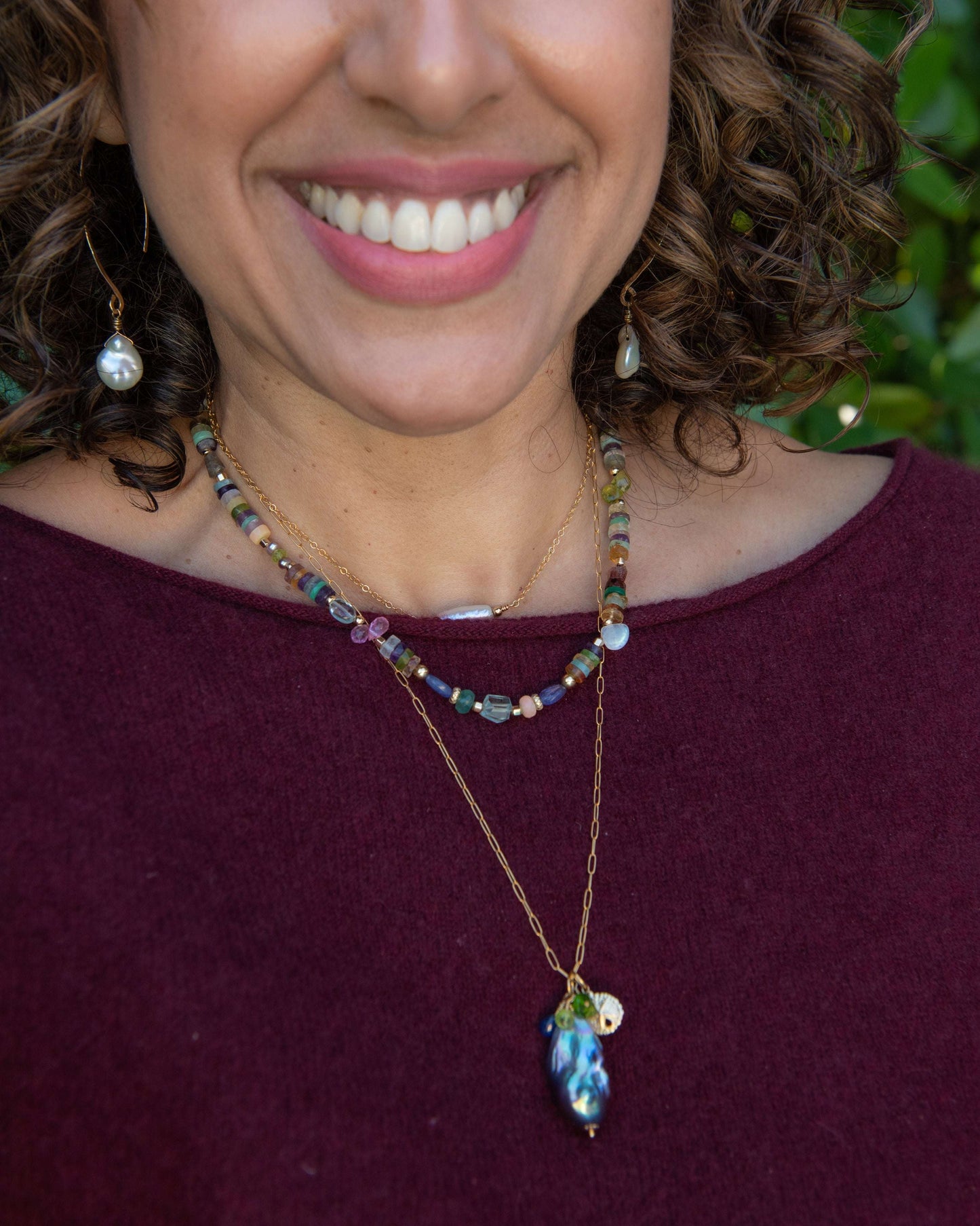 Silver Baroque Peacock Pearl Pendant Necklace Vida Jewelry Designs