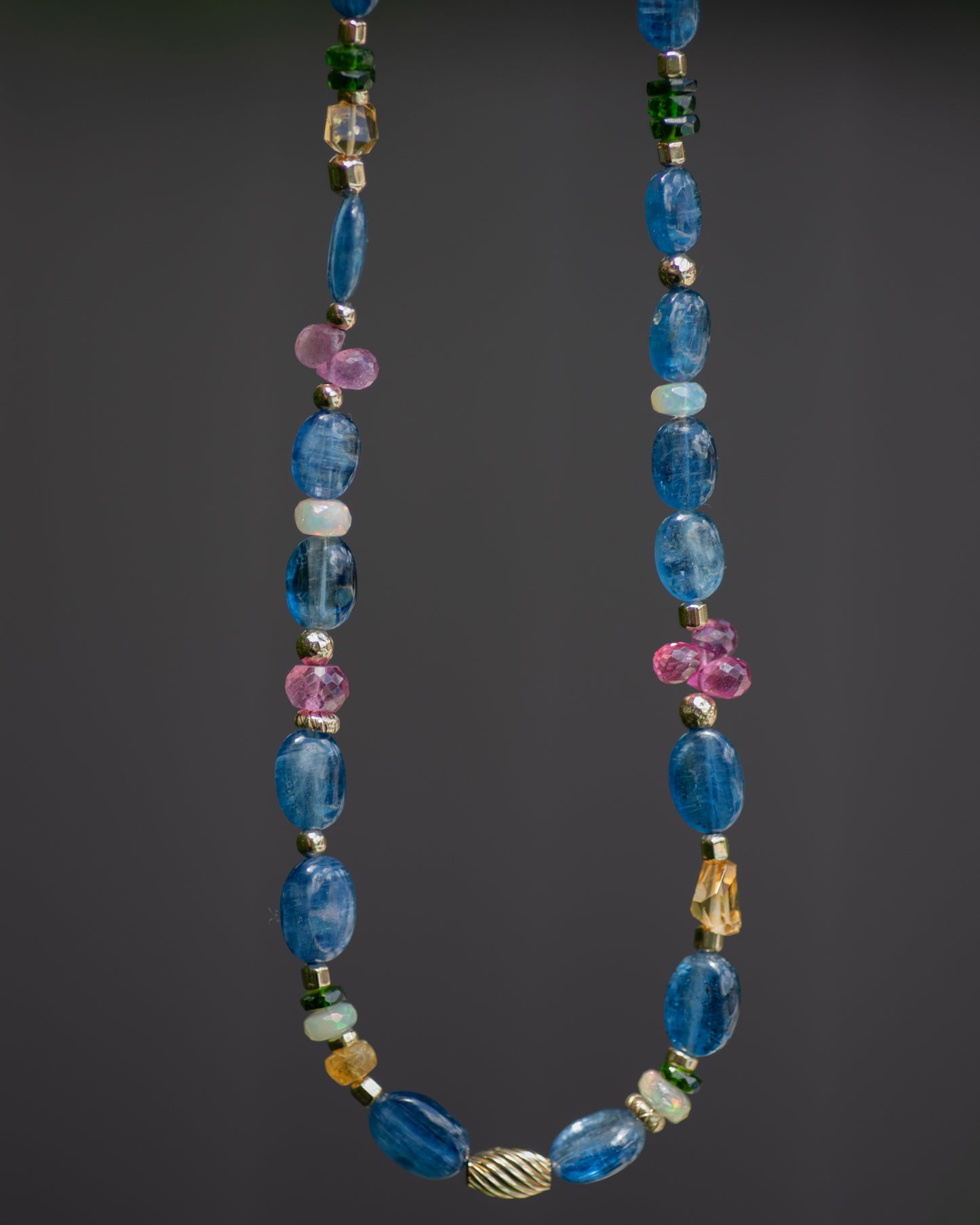 Kyanite & Sapphire Beaded Gemstone Necklace