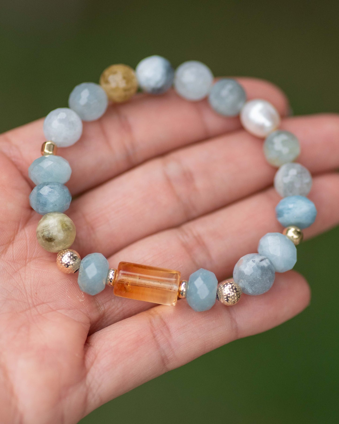 Citrine & Aquamarine Gemstone Bracelet
