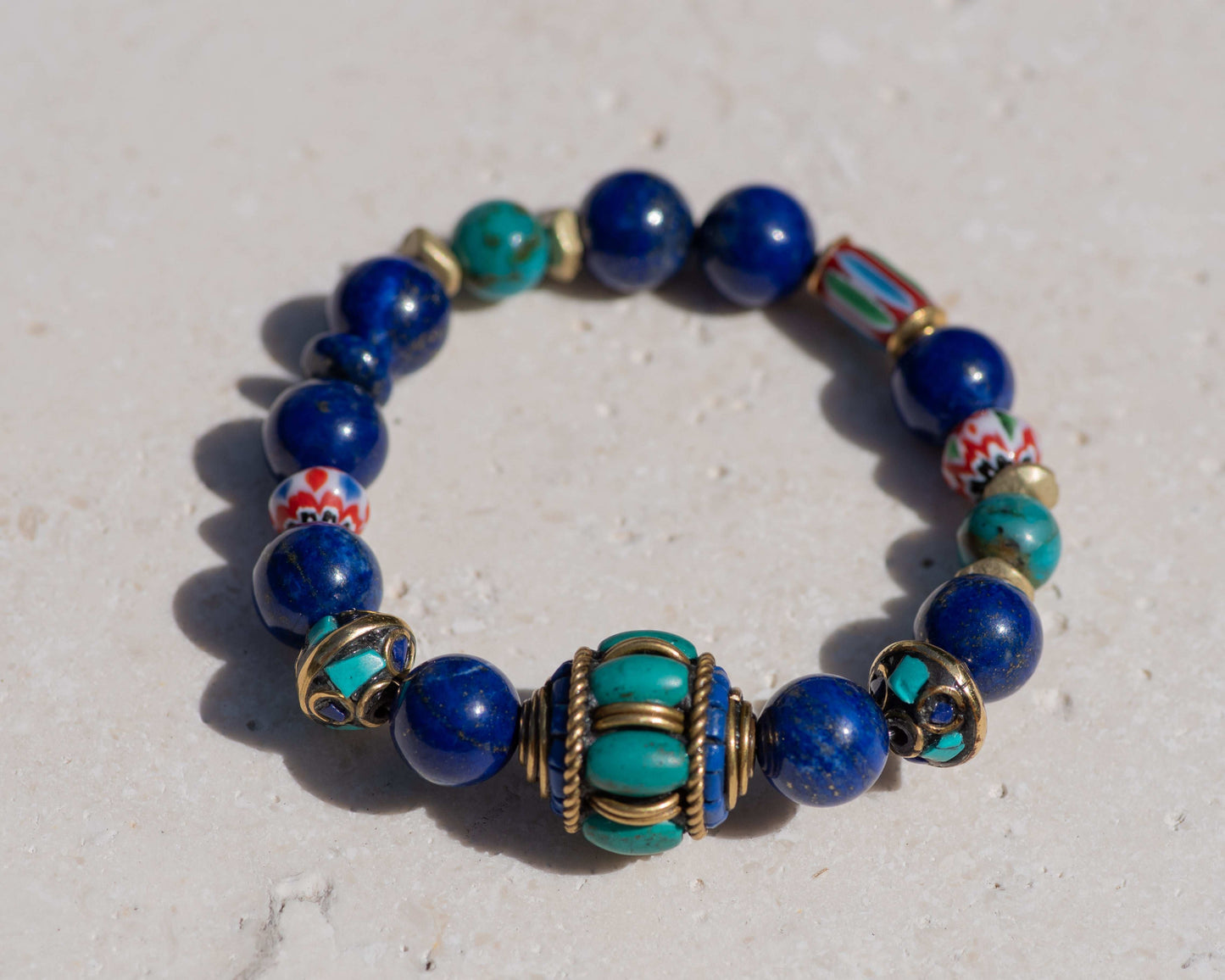 Lapis Lazuli & Turquoise Tibetan Beaded Bracelet