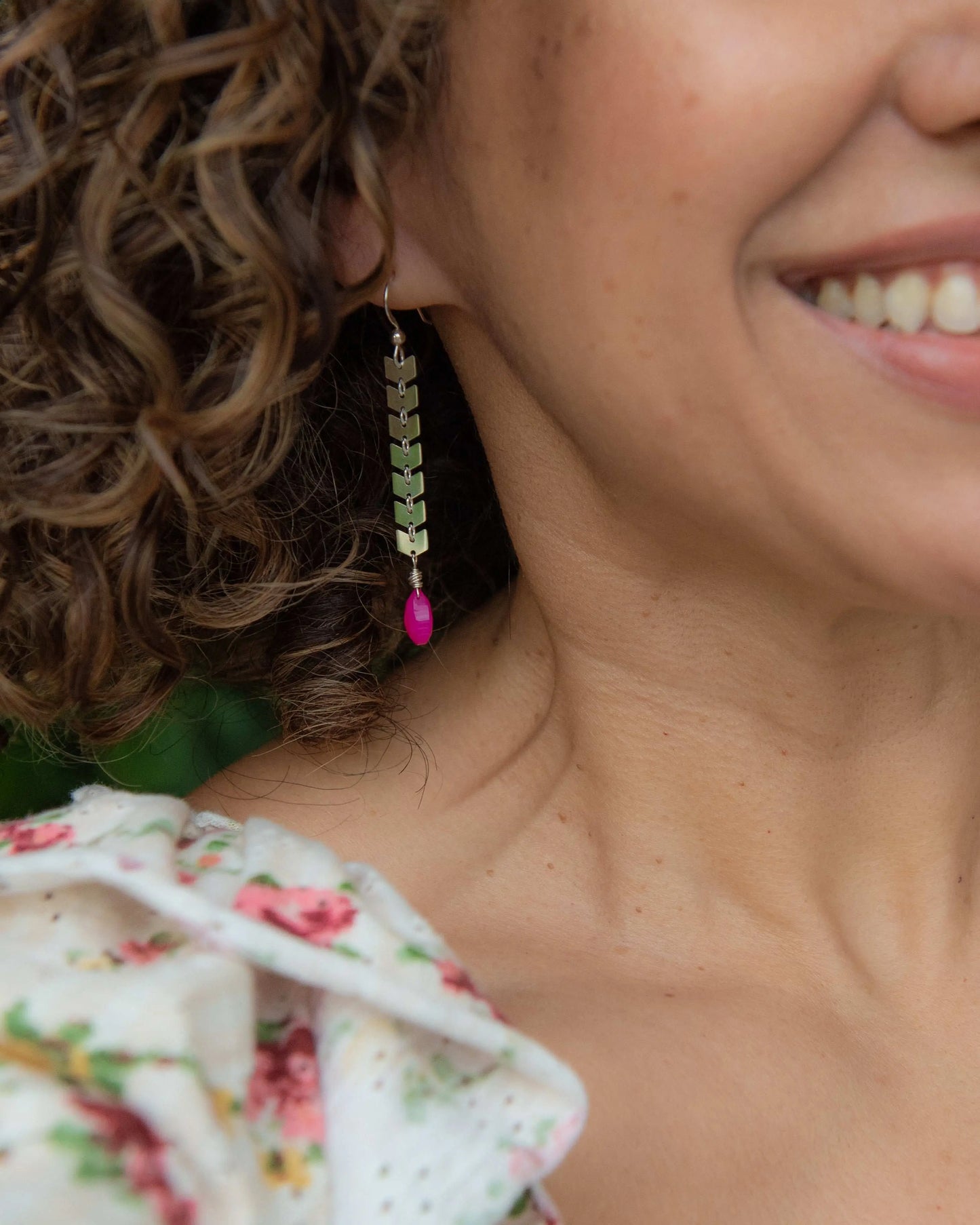 Hot Pink Chalcedony Sterling Silver Earrings
