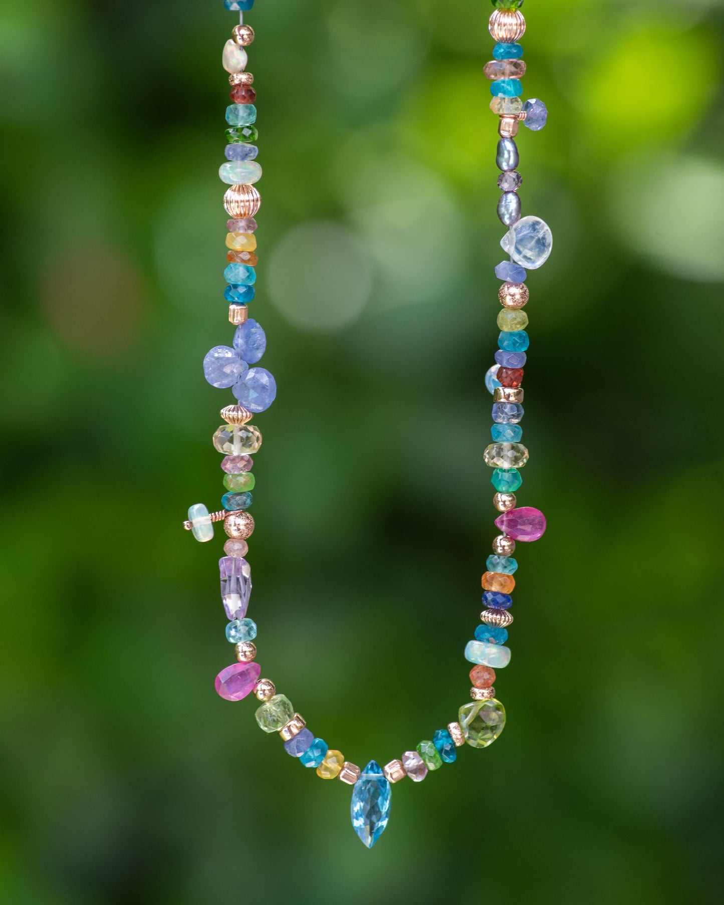 Blue Topaz Tropical Colorful Gemstone Necklace