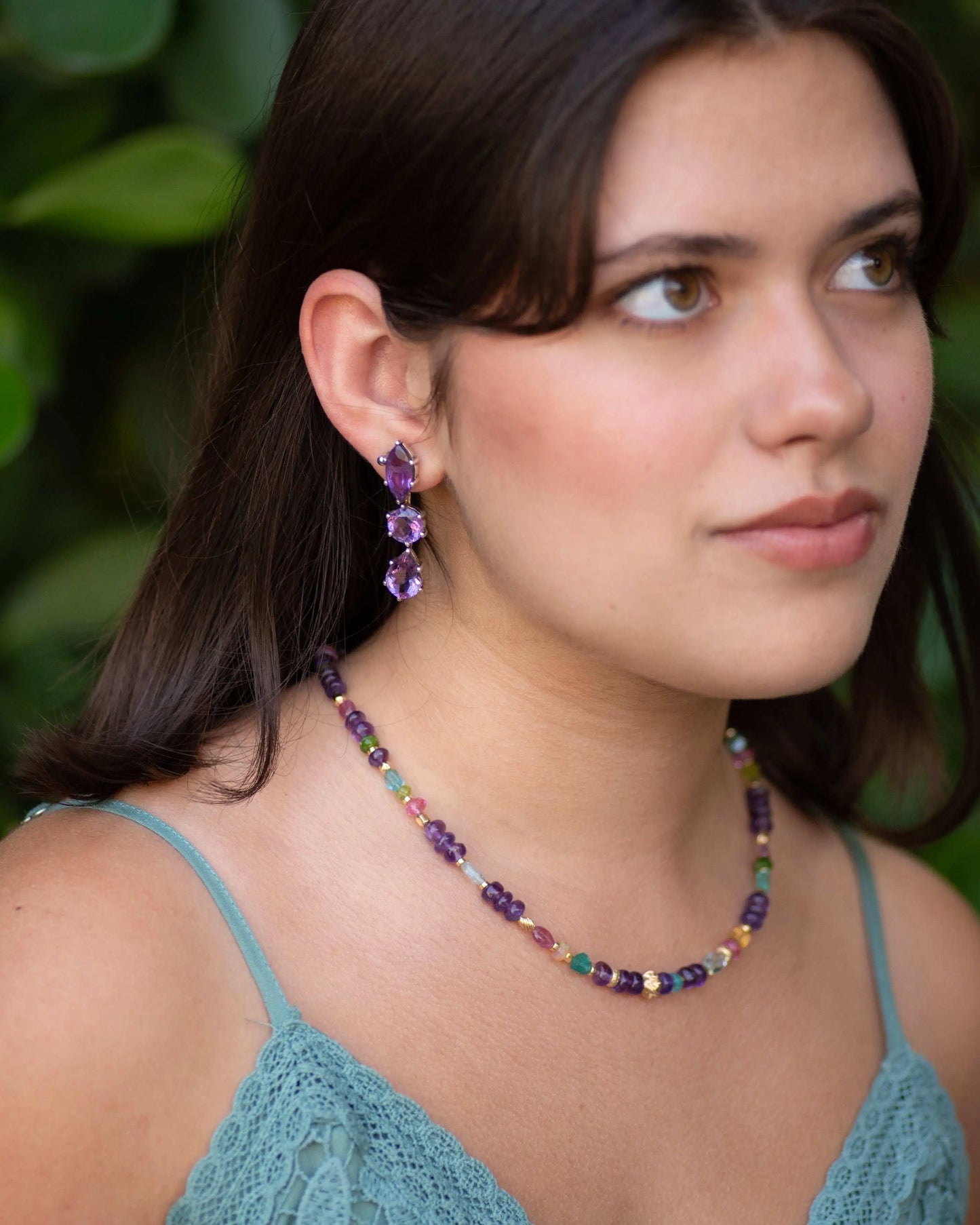 Amethyst Statement Earrings in Sterling Silver
