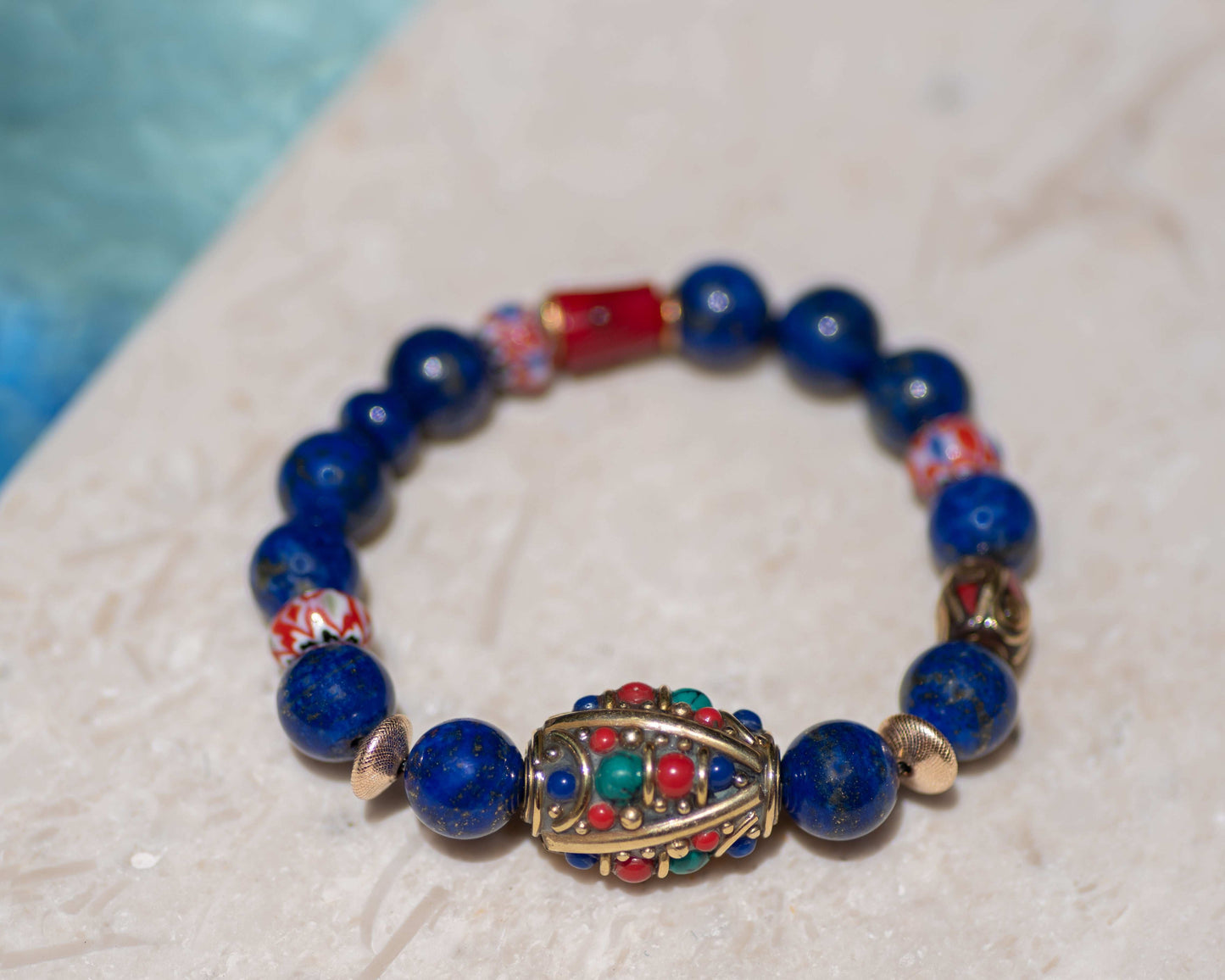 Lapis Lazuli Tibetan Bead Gemstone Bracelet