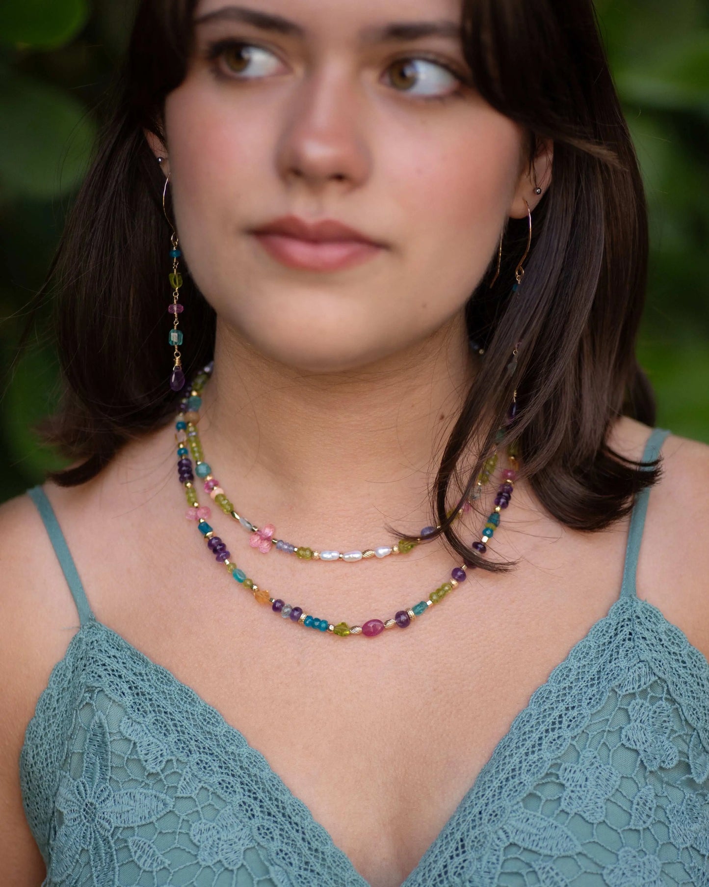 Amethyst & Ruby Multi Gemstone Necklace