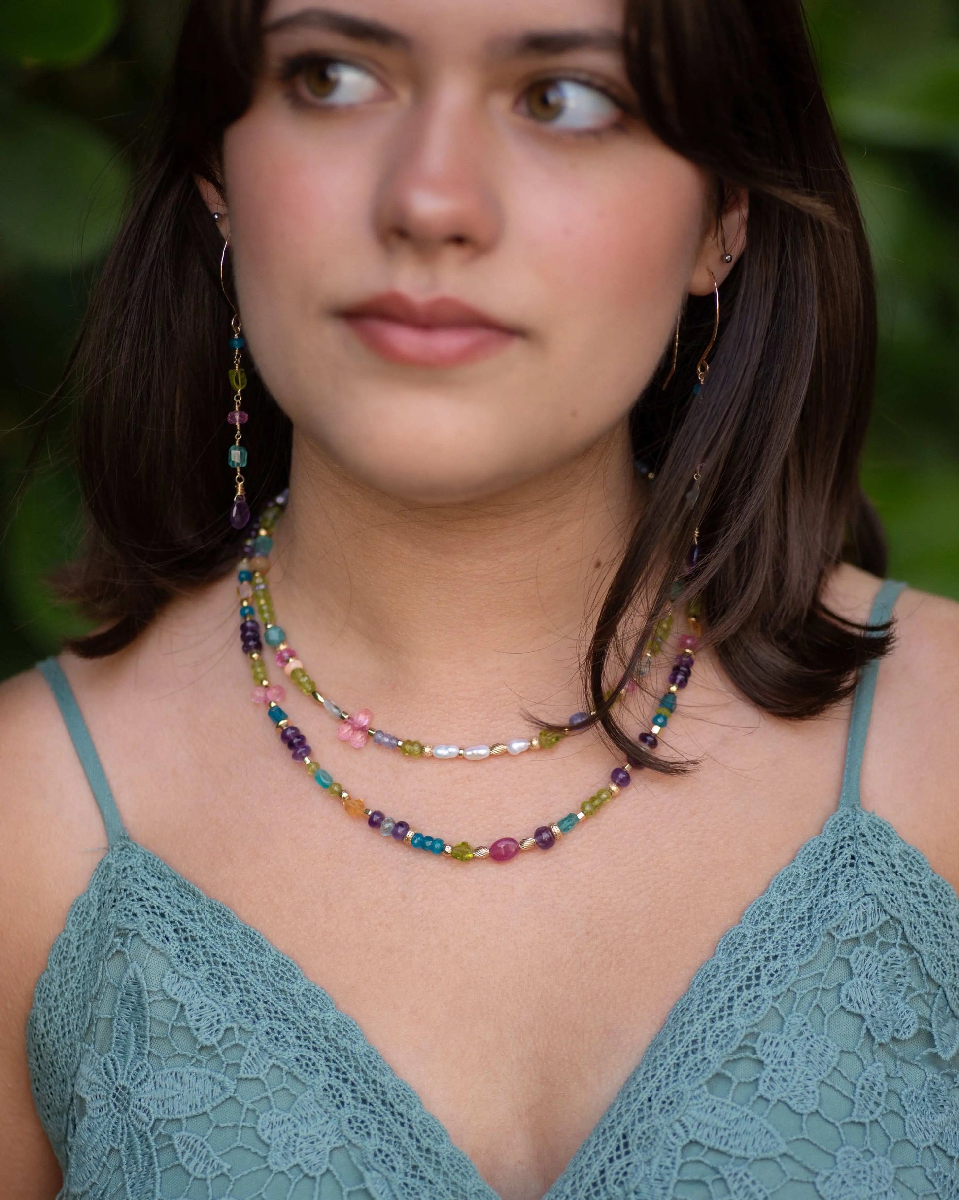 Amethyst & Ruby Multi Gemstone Necklace