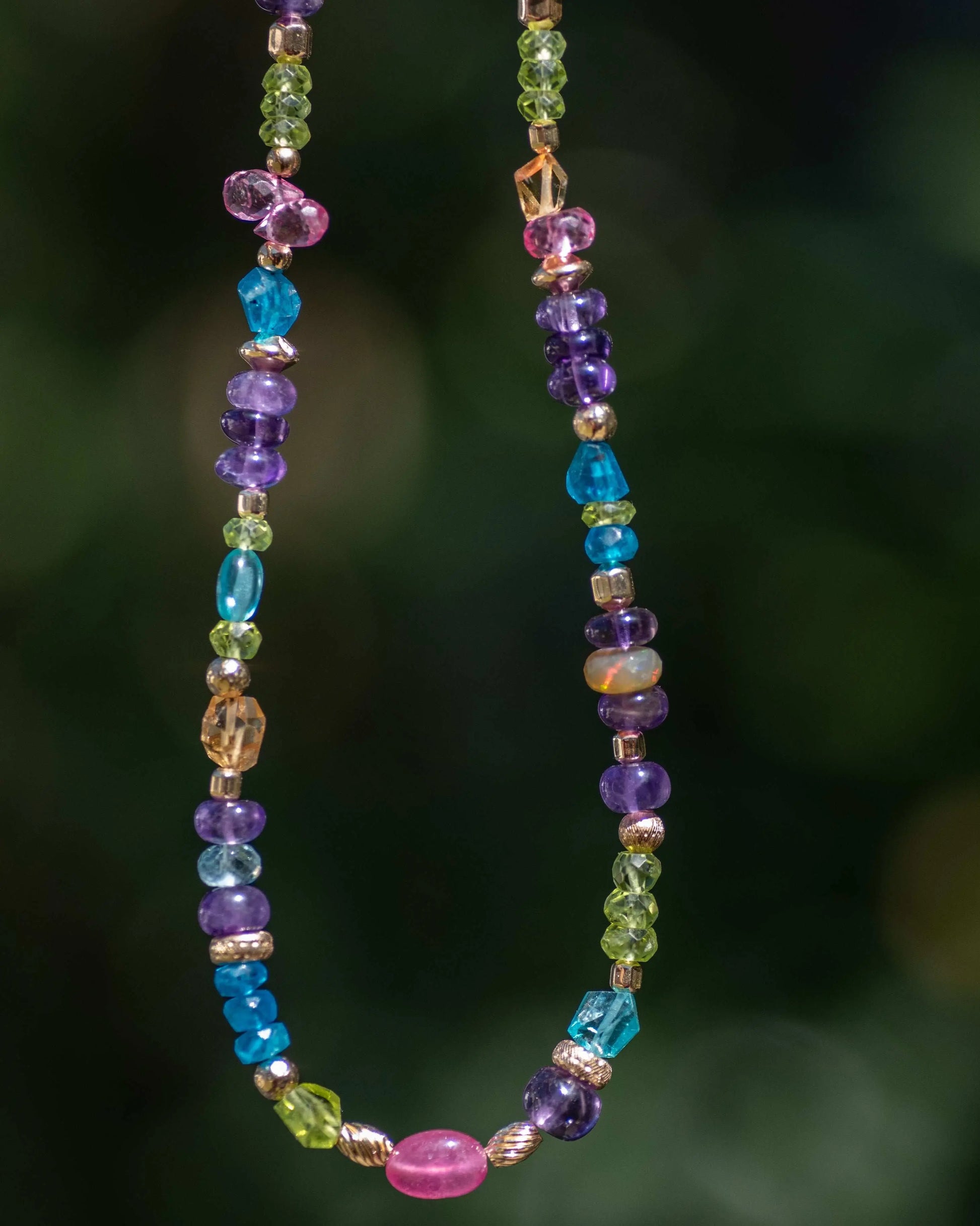 Amethyst & Ruby Multi Gemstone Necklace