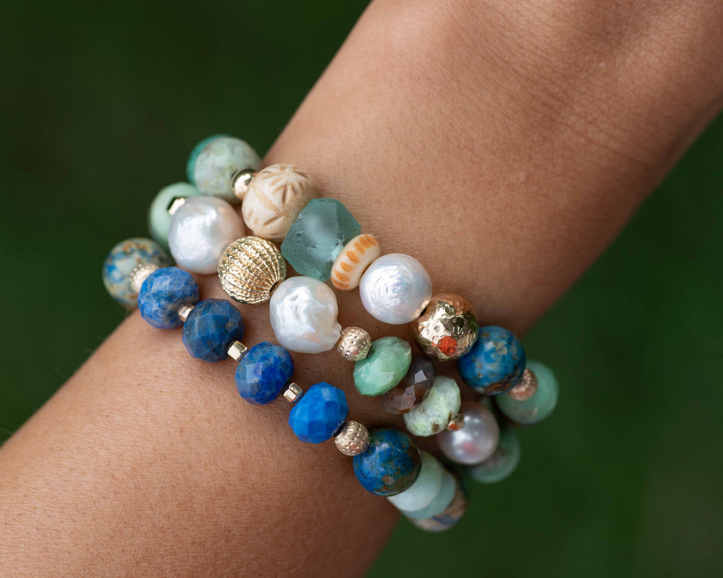 Lapis Lazuli & Chrysocolla Azurite Gemstone Bracelet Single