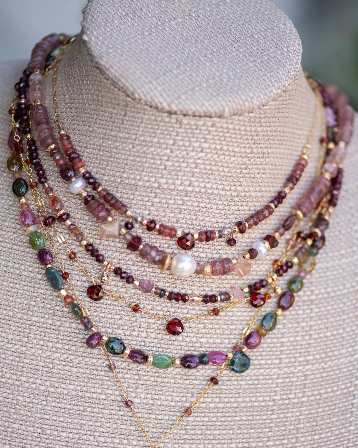 Garnet & Spinel Beaded Gemstone Necklace Vida Jewelry Designs