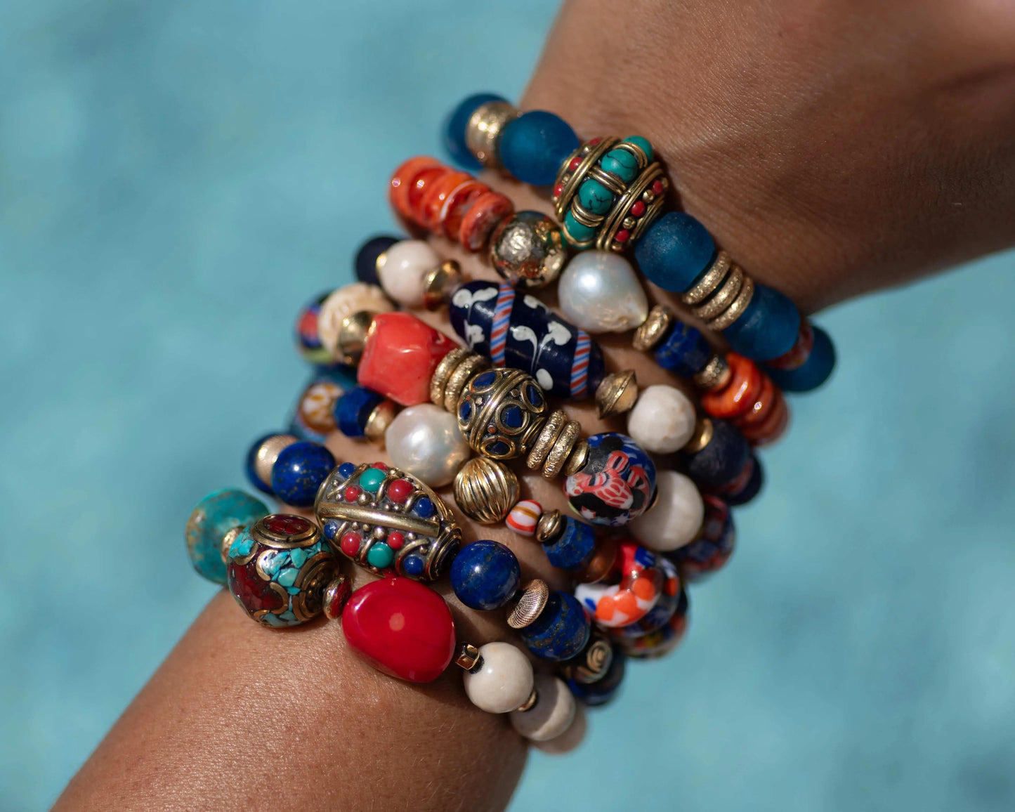 Lapis Lazuli Tibetan Bead Gemstone Bracelet