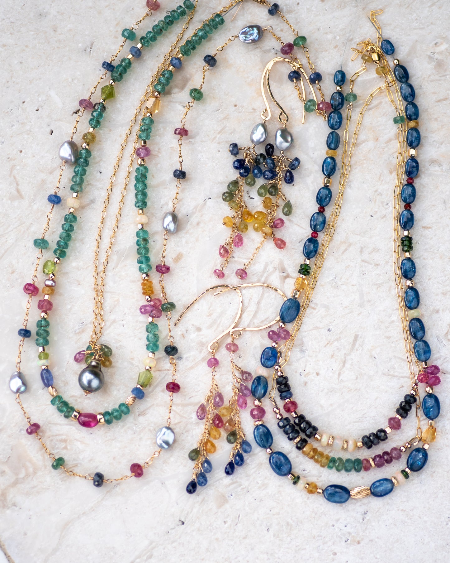 Kyanite & Sapphire Beaded Gemstone Necklace