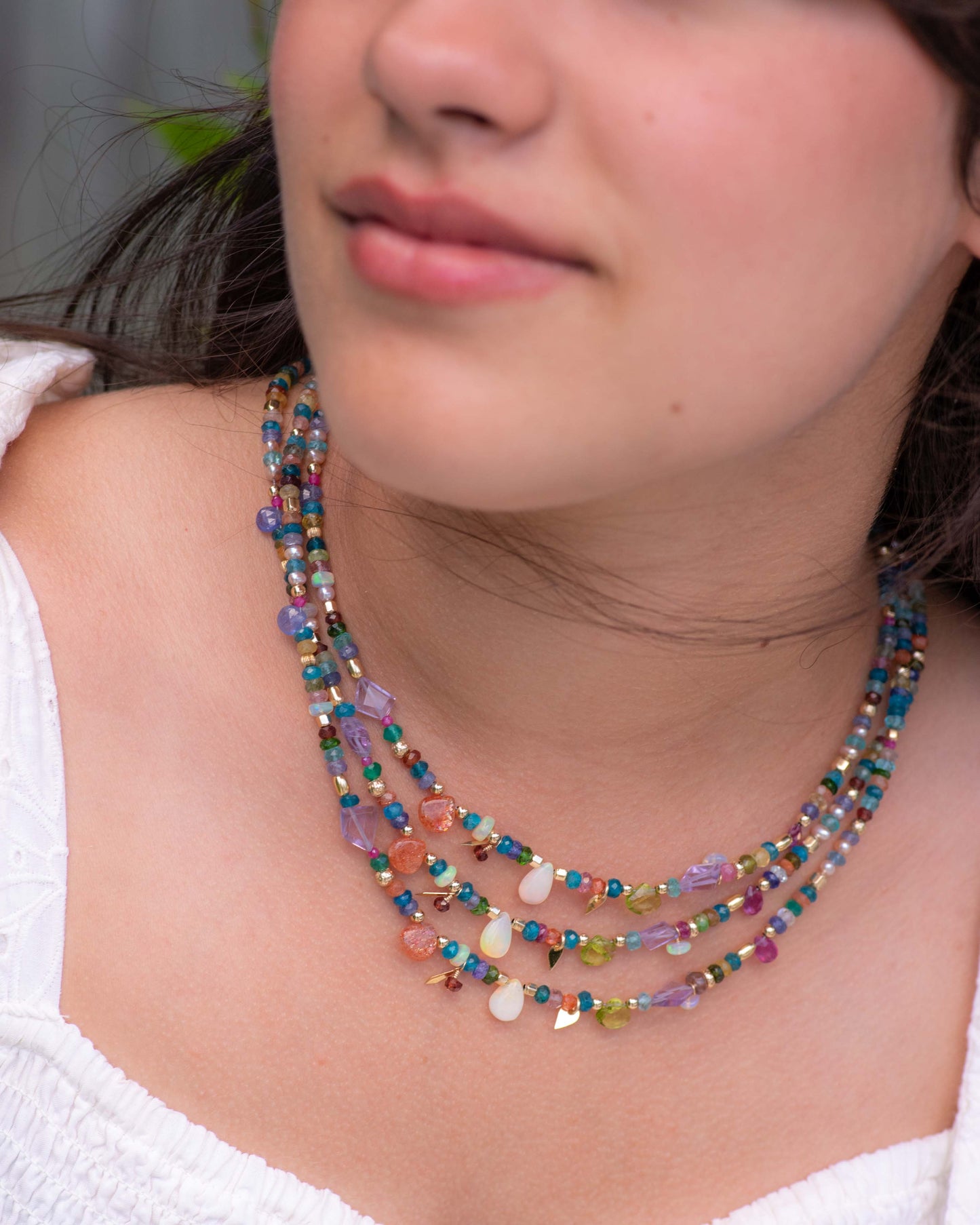 Tropical Colorful Gemstone Necklace