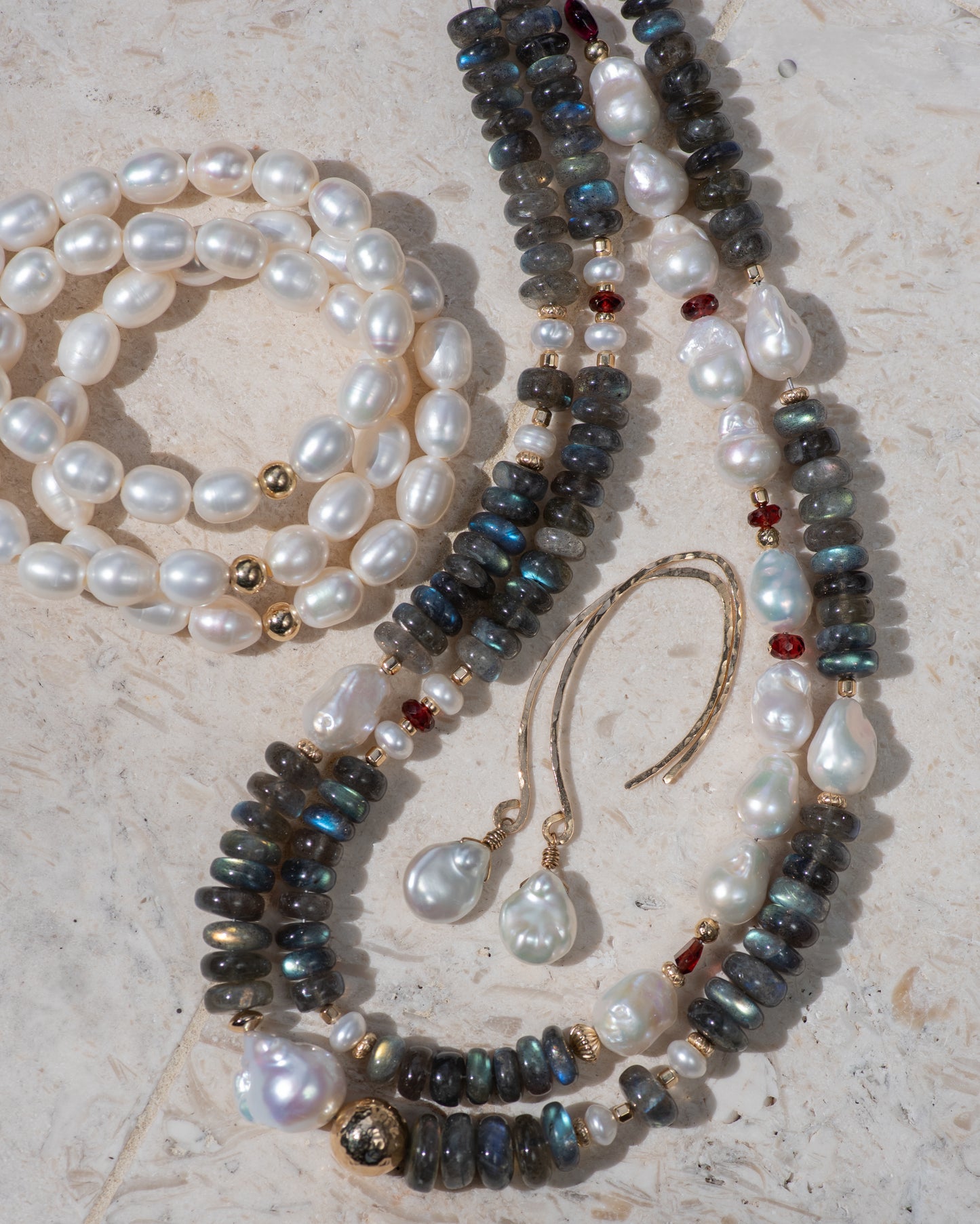 Labradorite & Baroque Pearl Statement Necklace