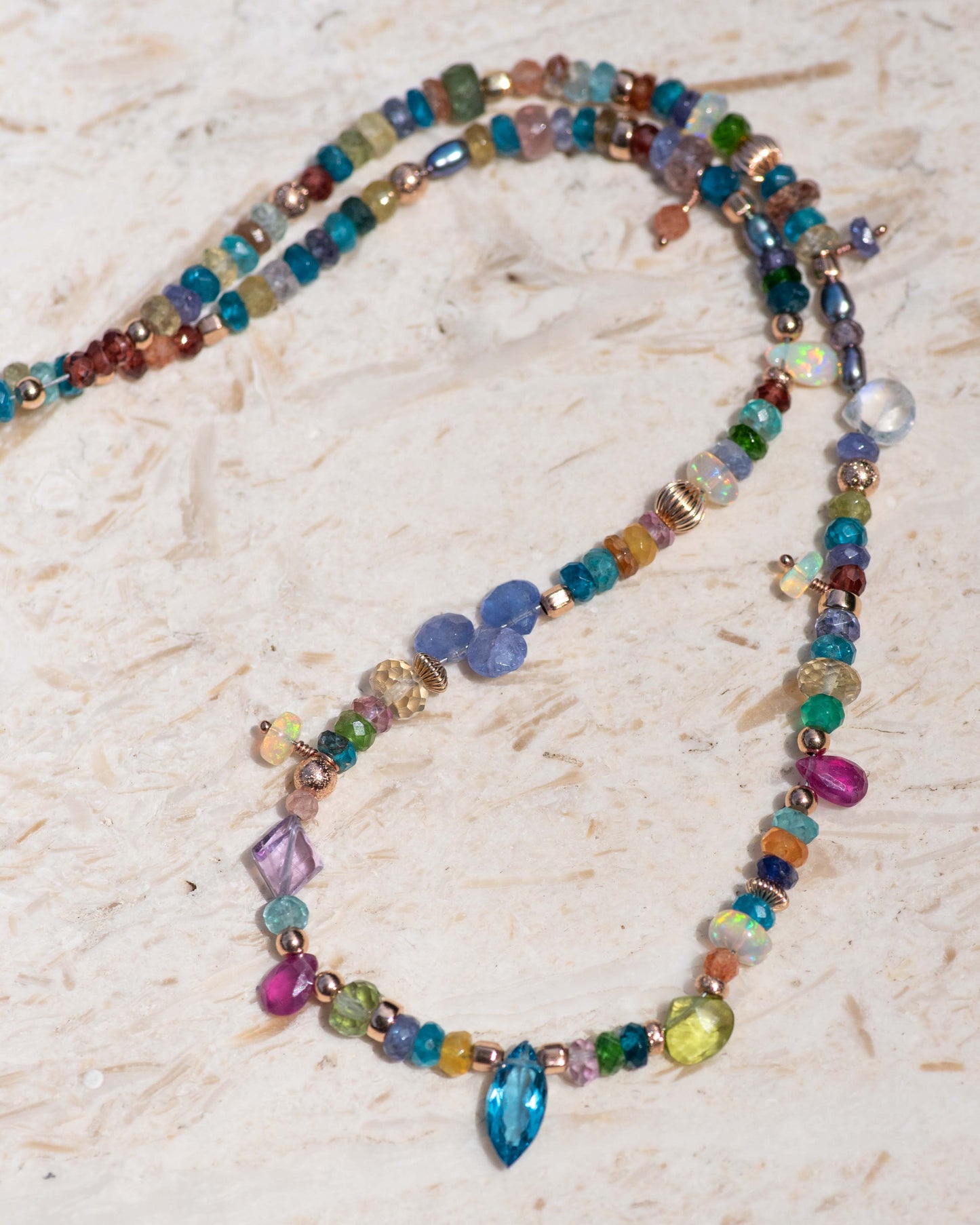 Blue Topaz Tropical Colorful Gemstone Necklace
