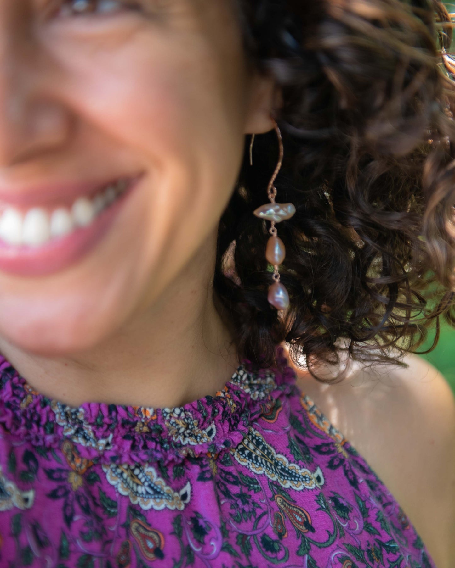 Biwa & Coin Pearl Blush Toned Earrings
