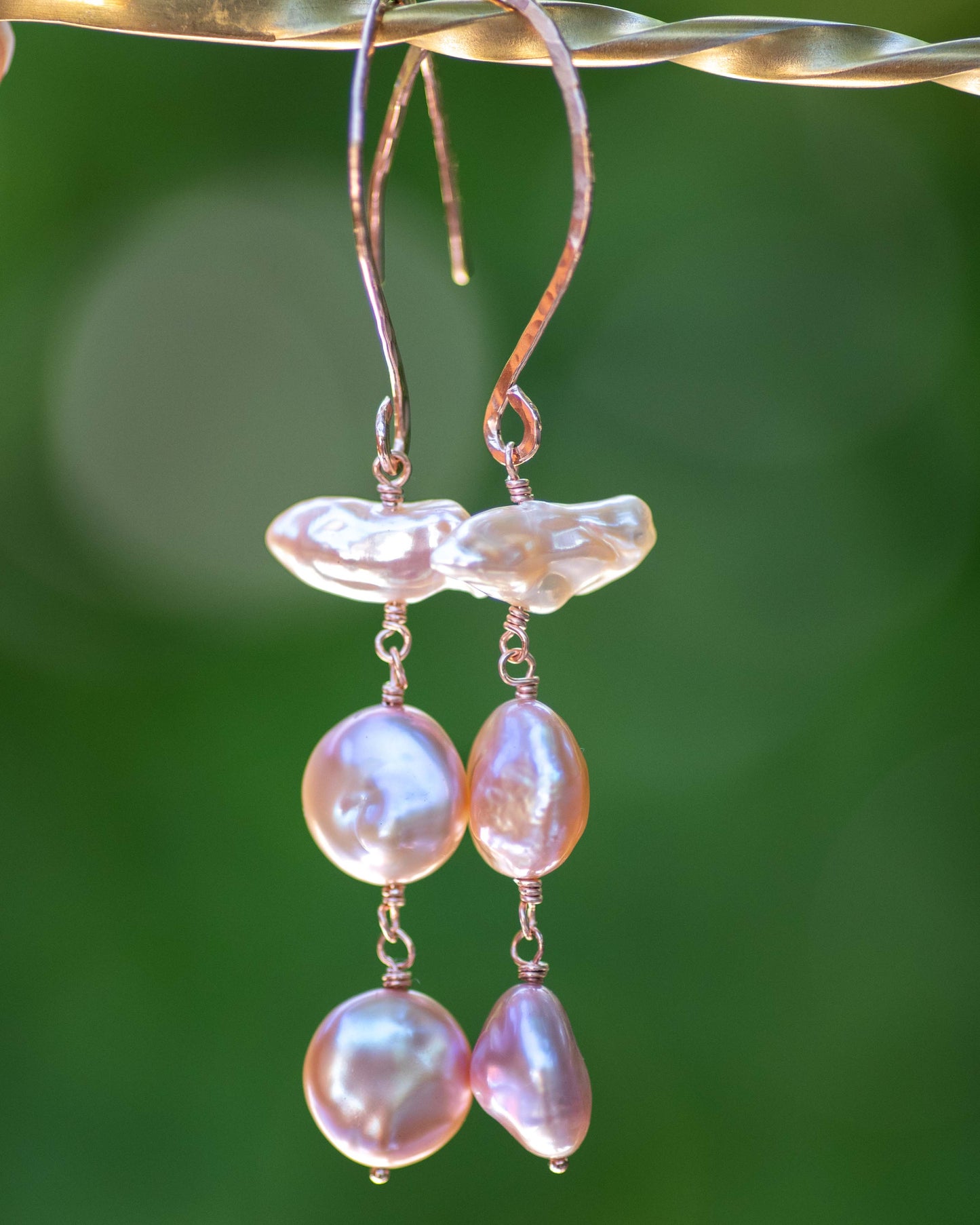 Biwa & Coin Pearl Blush Toned Earrings