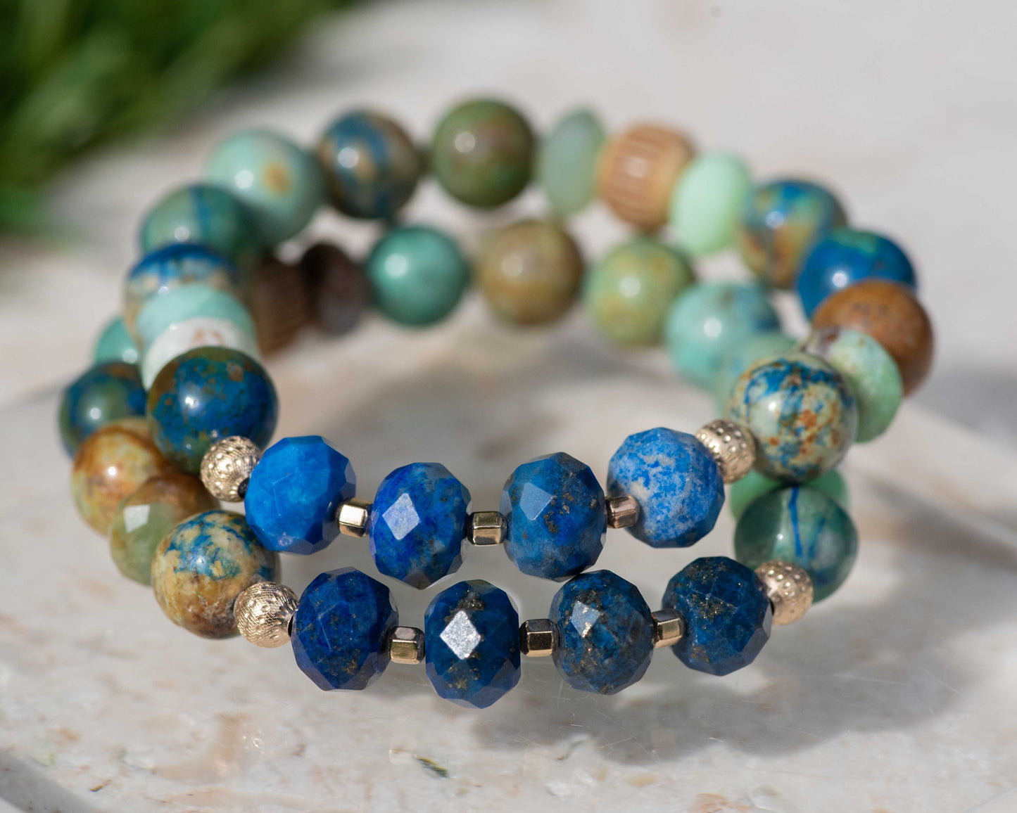 Lapis Lazuli & Chrysocolla Azurite Gemstone Bracelet Single