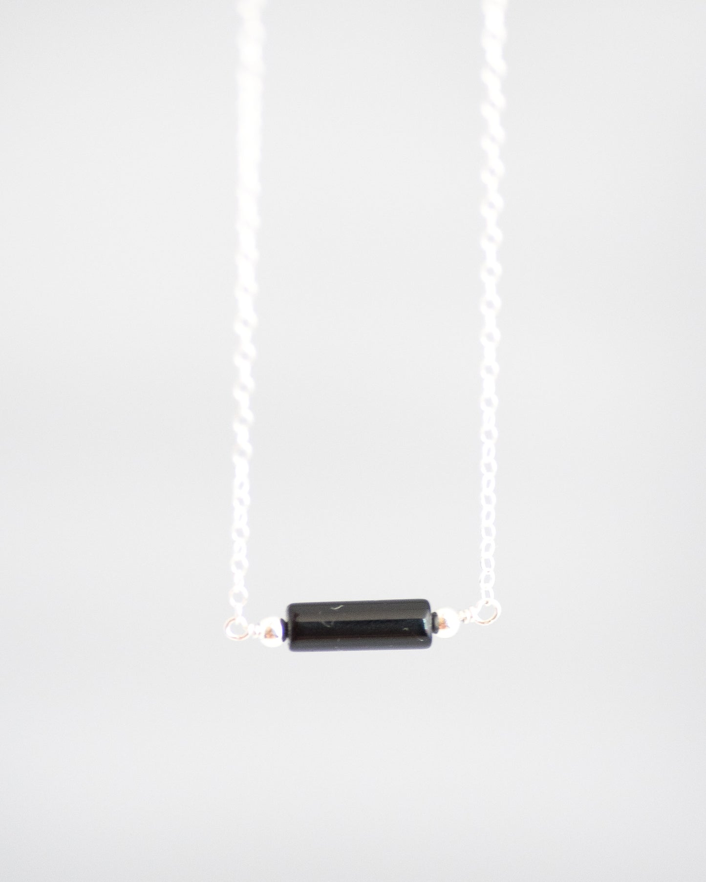 Black Onyx Bar Necklace in Silver - Vida Jewelry Designs