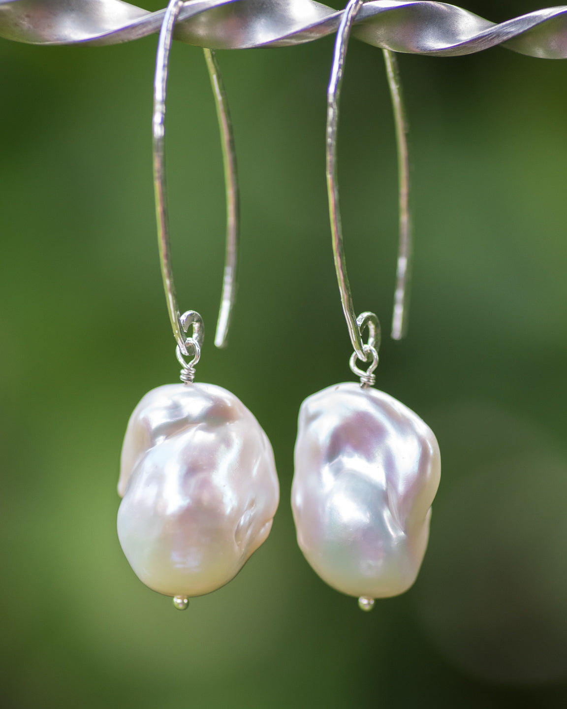 Sterling Silver Large Baroque Pearl Earrings