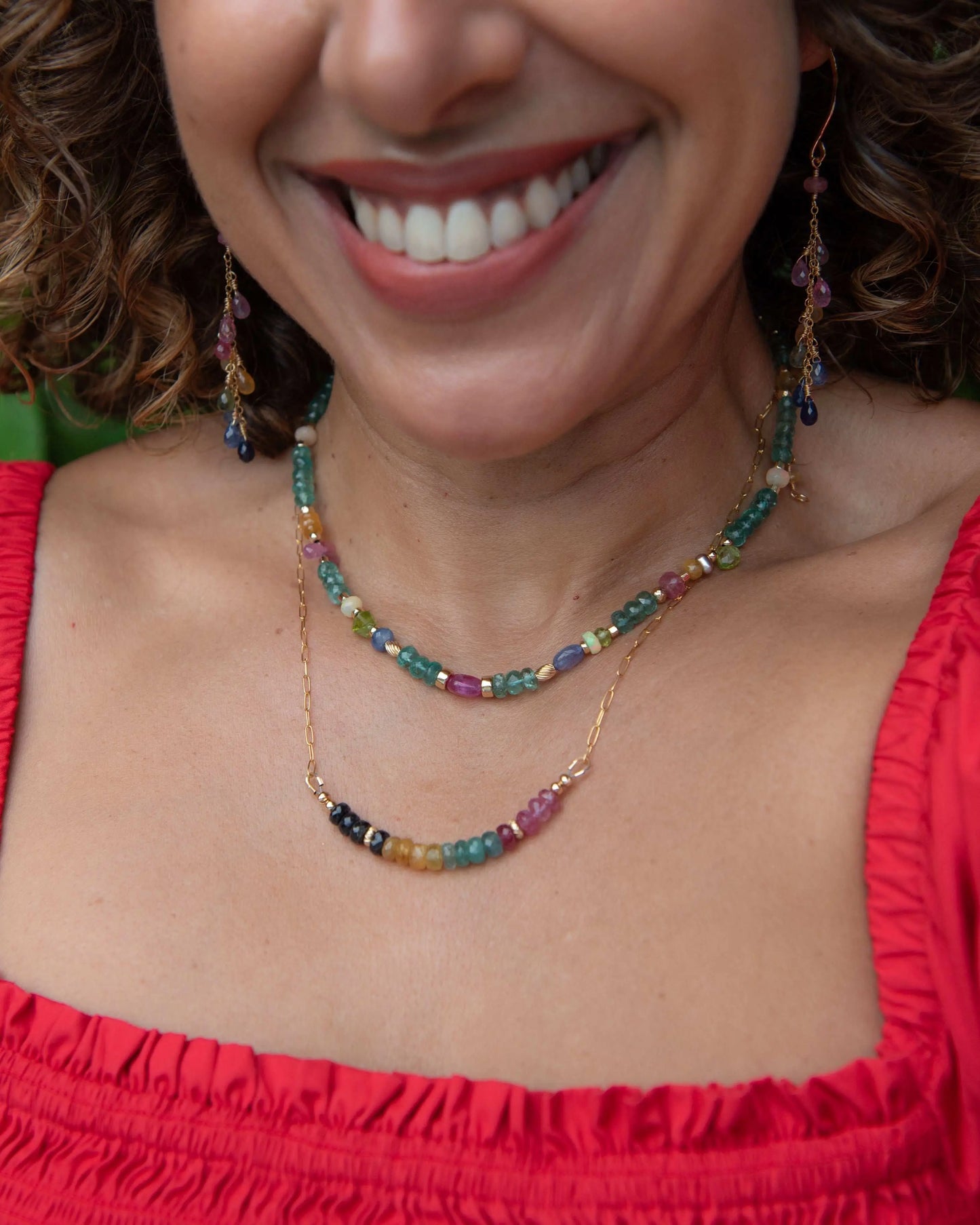 Rainbow Sapphire Beaded Gemstone Bar Vida Jewelry Designs