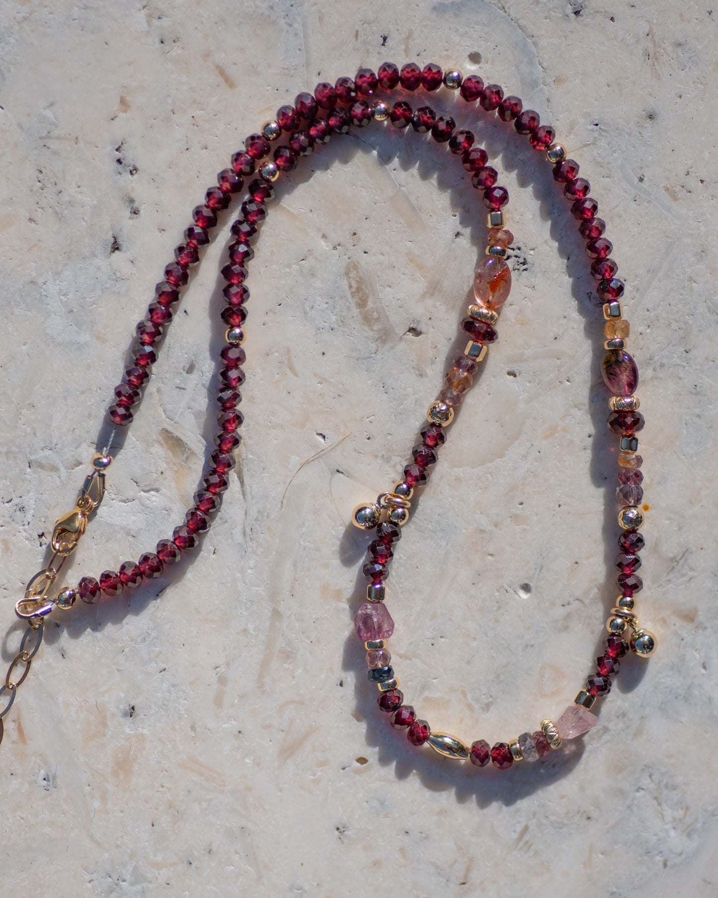 Garnet & Spinel Beaded Gemstone Necklace Vida Jewelry Designs
