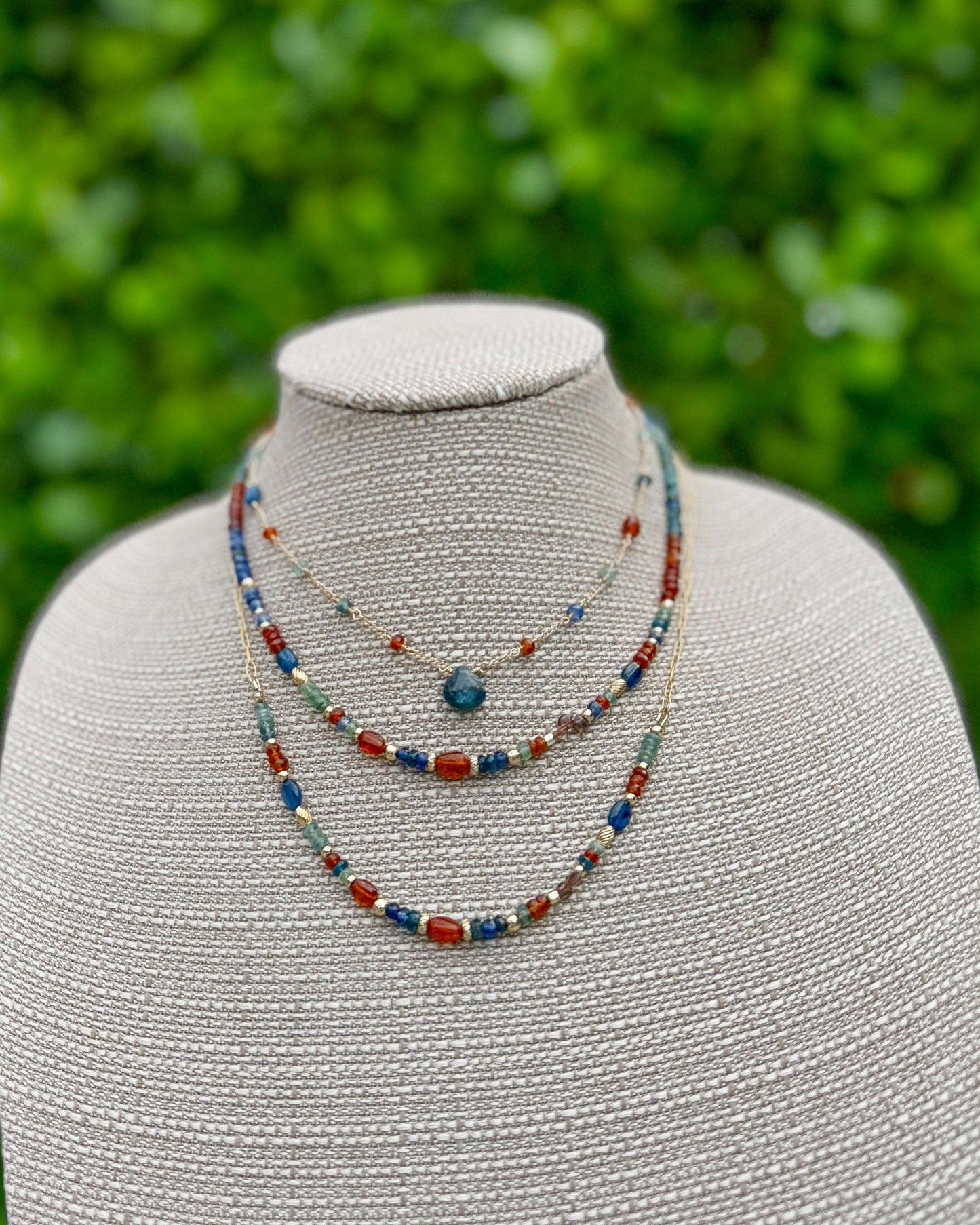 Multi Colored Kyanite & Gold Filled Chain Necklace