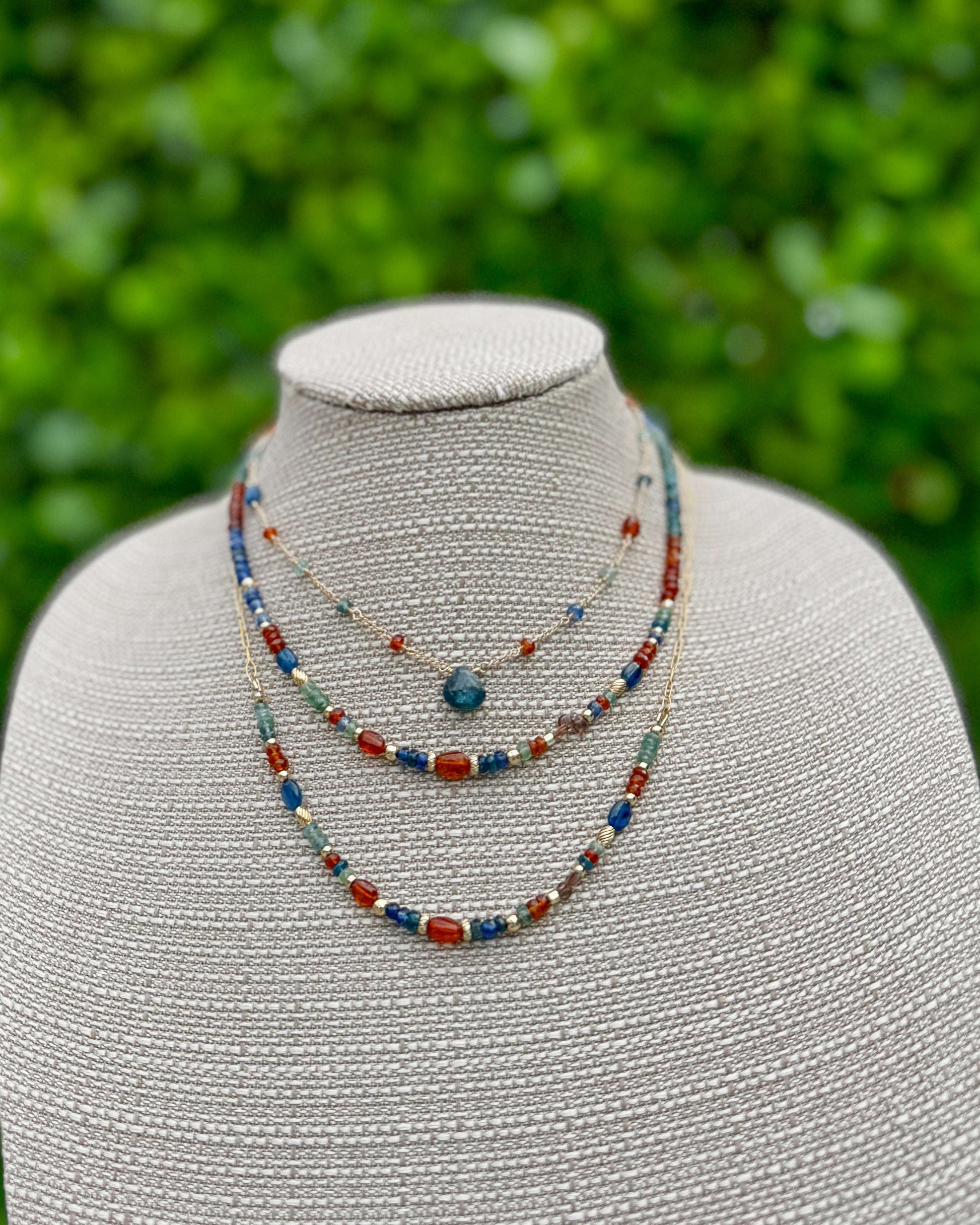 Multi Colored Kyanite & Gold Filled Chain Necklace