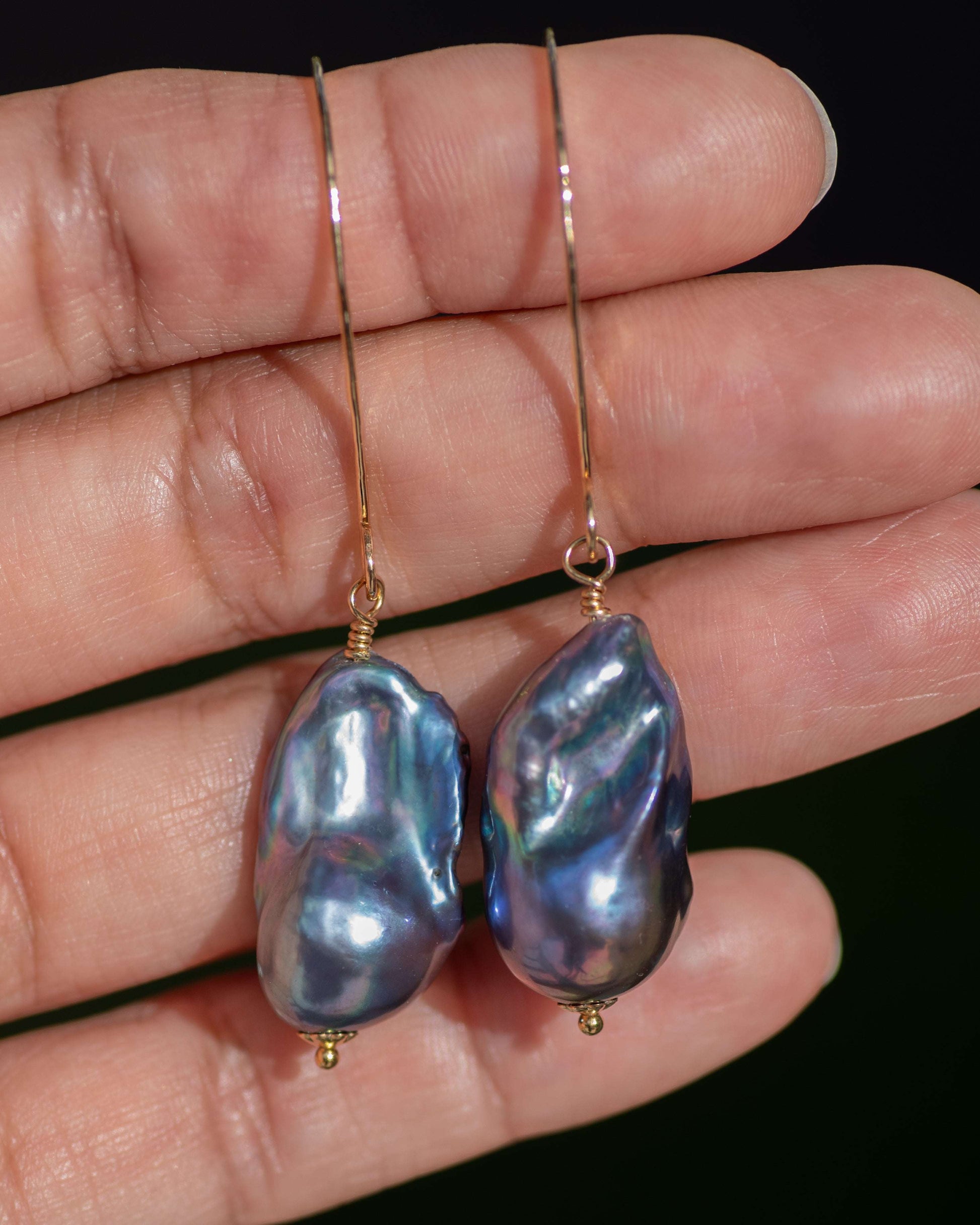 Peacock Pearl Baroque Earrings