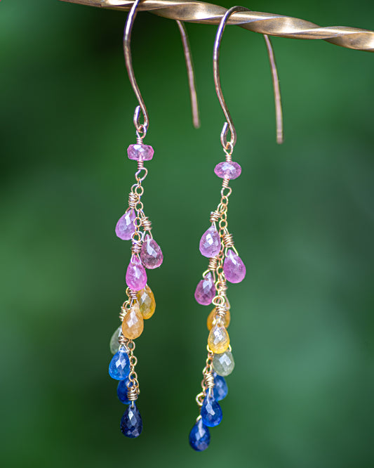 Rainbow Sapphire Dangle Earrings