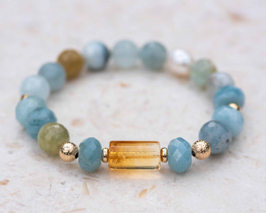 Citrine & Aquamarine Gemstone Bracelet