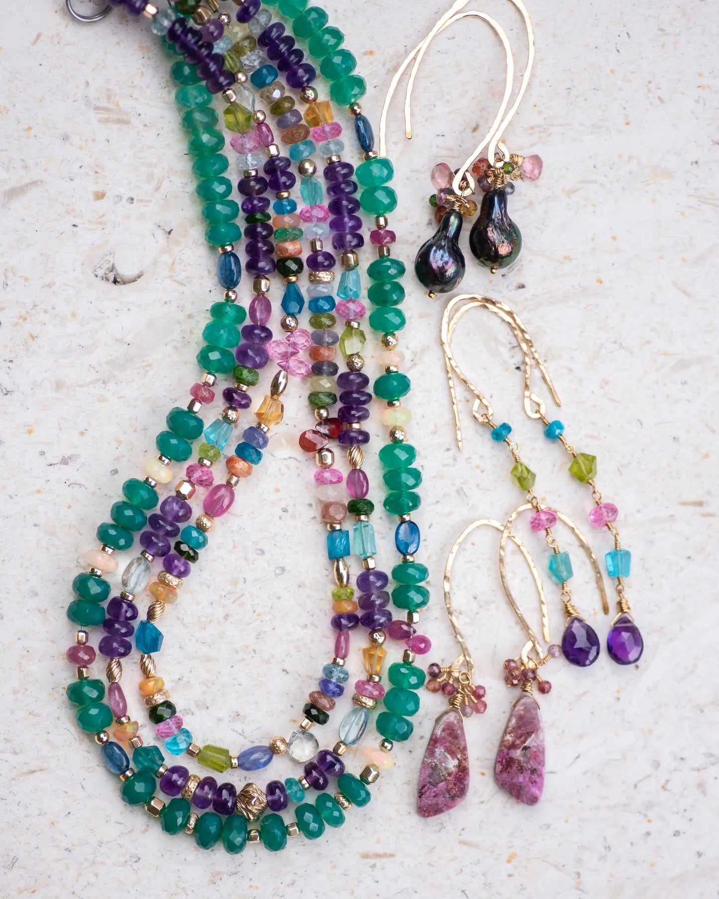 Green Onyx & Opal Beaded Necklace Vida Jewelry Designs