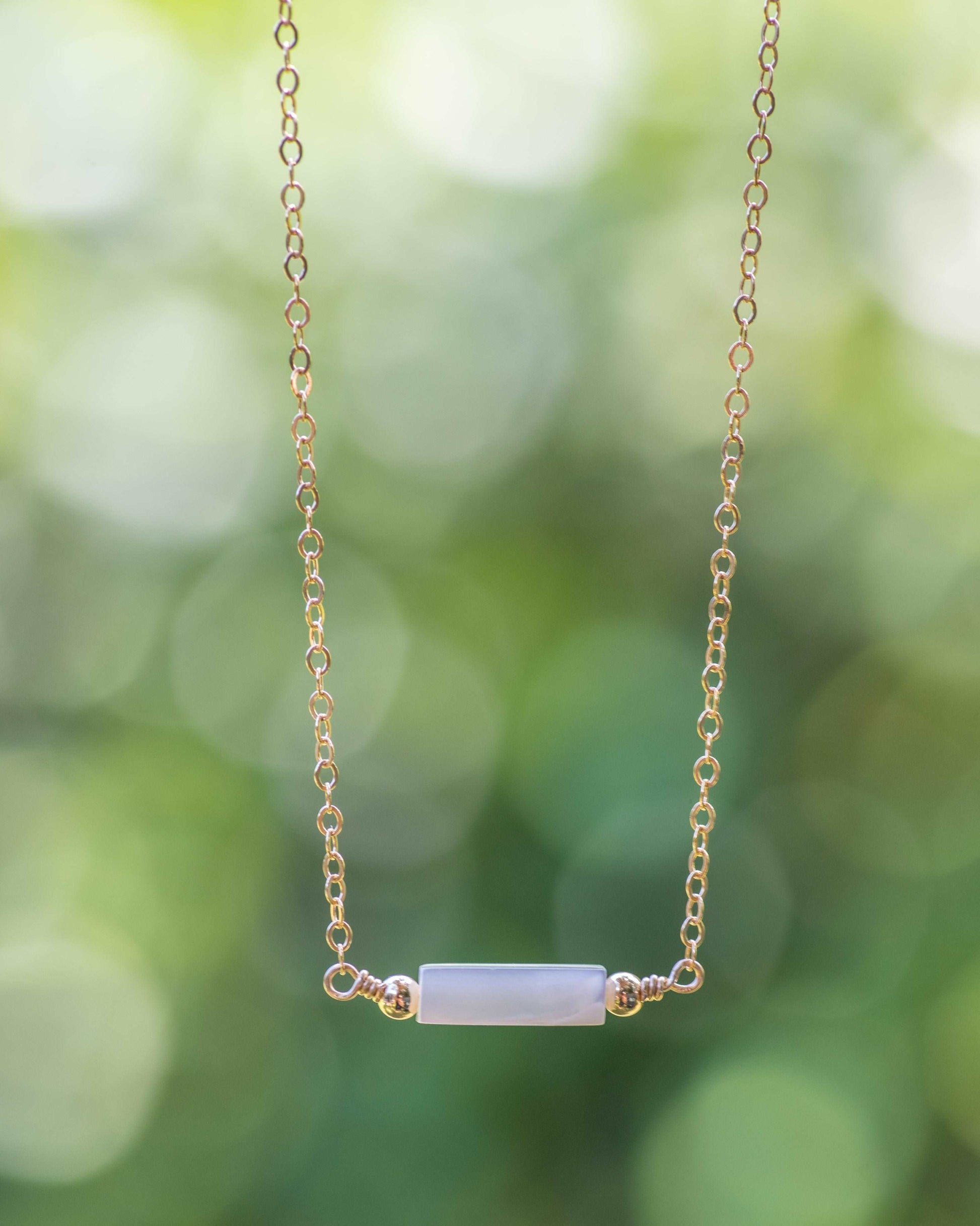 Mother of Pearl Gemstone Bar Necklace