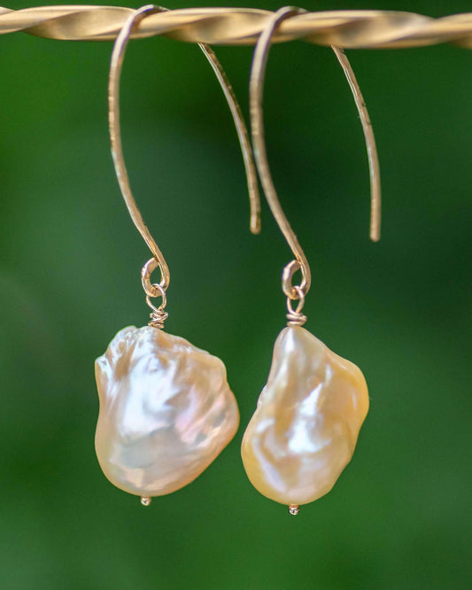 Baroque Pearl Peach Earrings Vida Jewelry Designs
