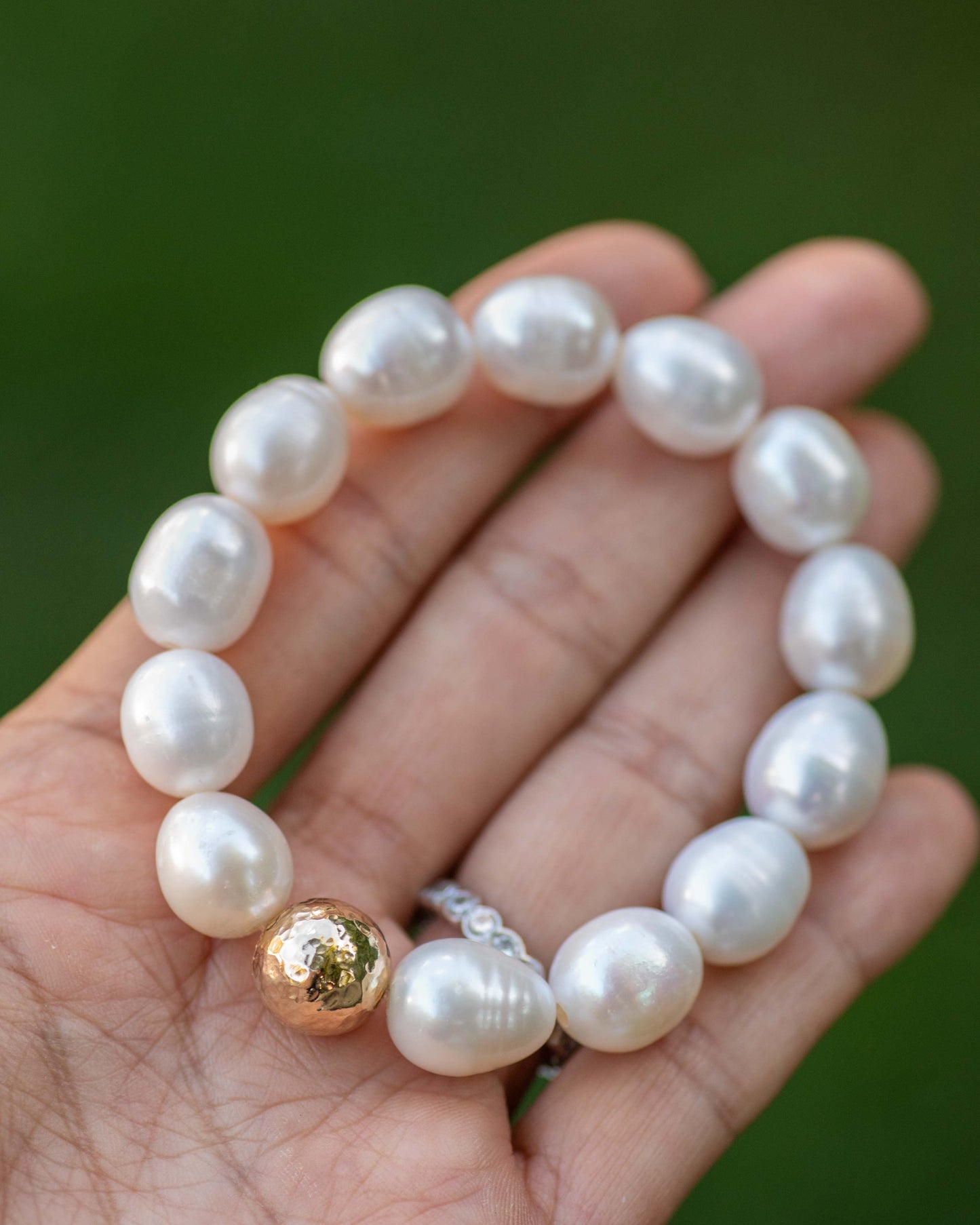 12mm Large Gold/Rose Gold Pearl Beaded Bracelet