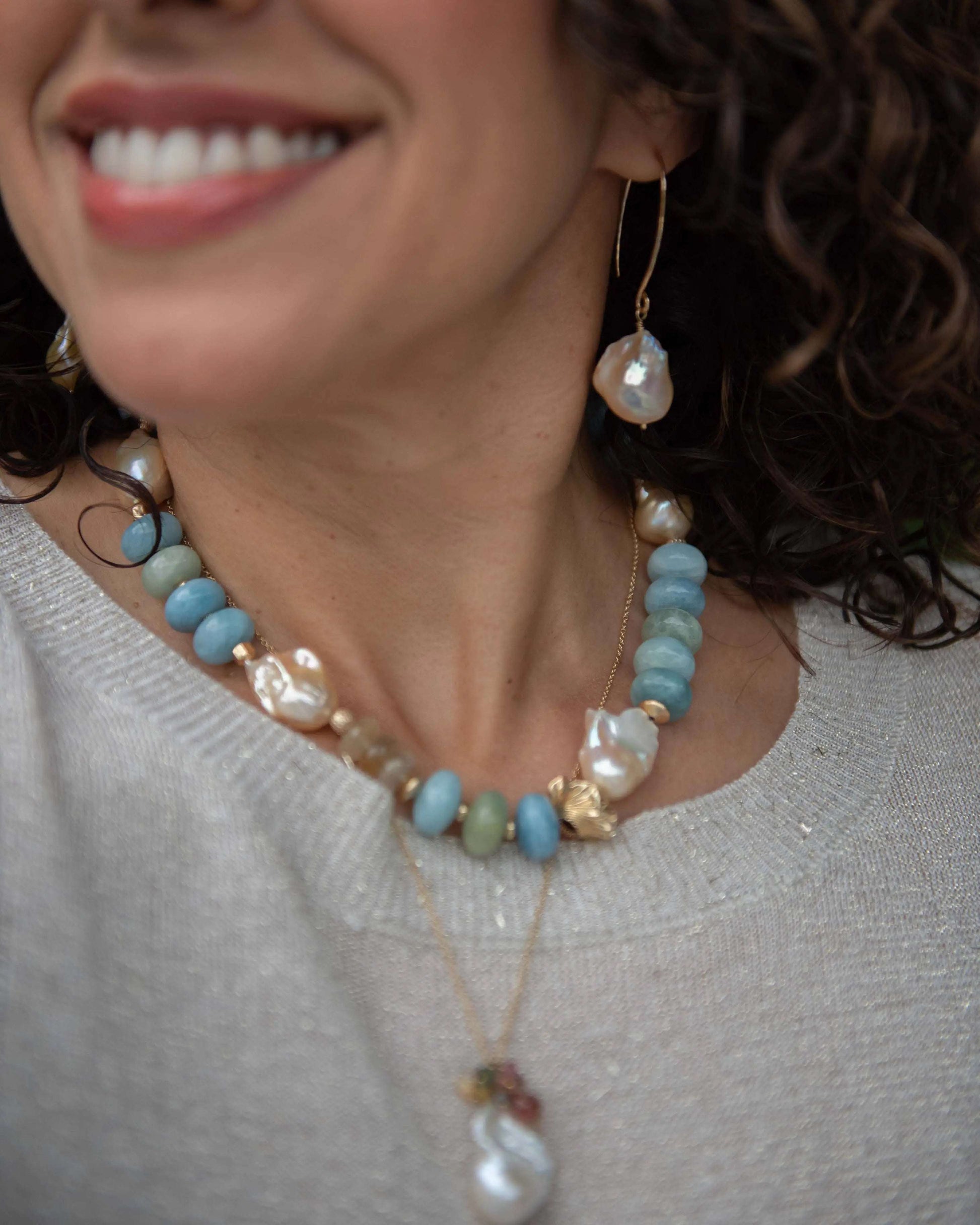 Baroque Pearl Peach Earrings Vida Jewelry Designs