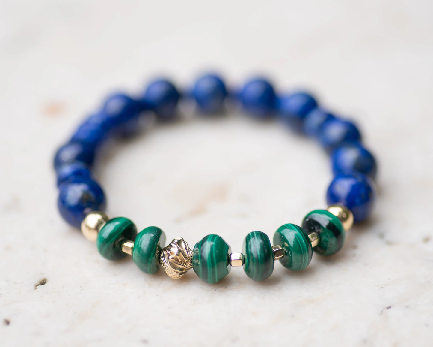 Malachite & Lapis Lazuli Beaded Bracelet