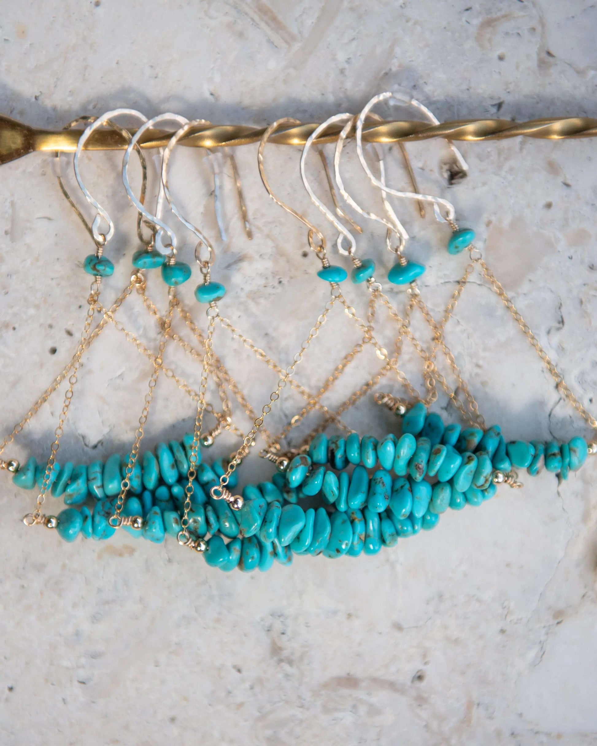 Turquoise Chip Parachute Earrings Vida Jewelry Designs